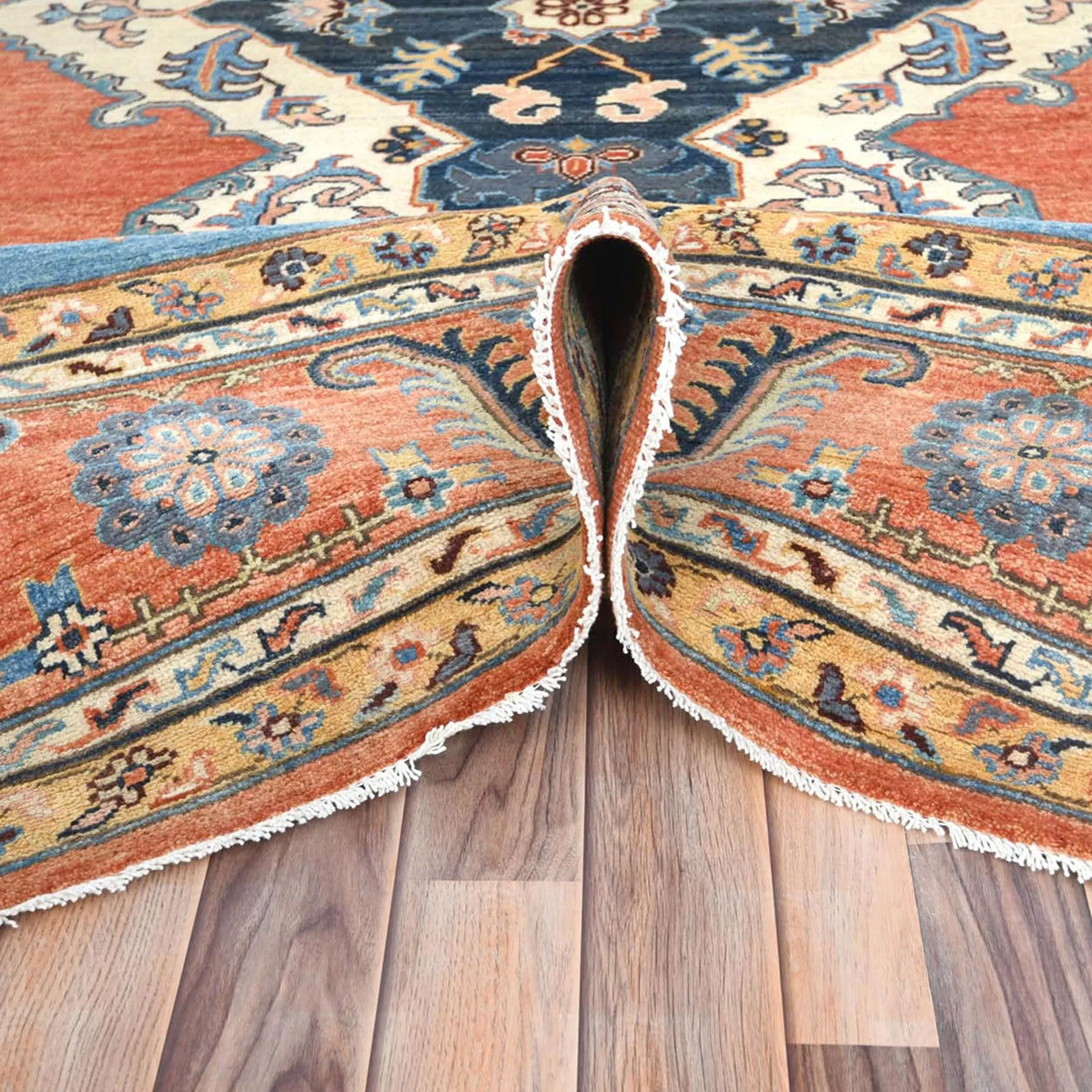 Hand-Knotted Peshawar Chobi Heriz Design Handmade Wool Rug (Size 9.0 X 11.7) Cwral-9348
