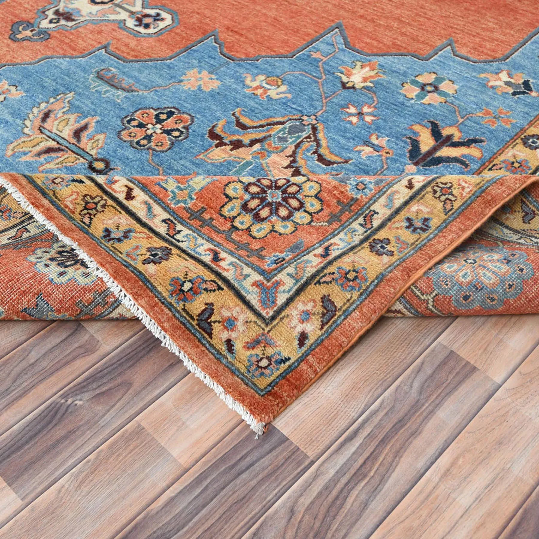 Hand-Knotted Peshawar Chobi Heriz Design Handmade Wool Rug (Size 9.0 X 11.7) Cwral-9348