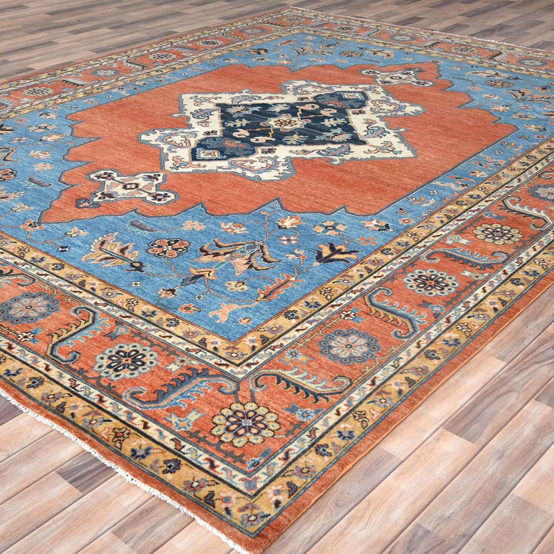 Hand-Knotted Peshawar Chobi Heriz Design Handmade Wool Rug (Size 9.0 X 11.7) Cwral-9348