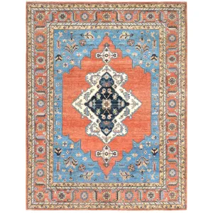 Hand-Knotted Peshawar Chobi Heriz Design Handmade Wool Rug (Size 9.0 X 11.7) Cwral-9348