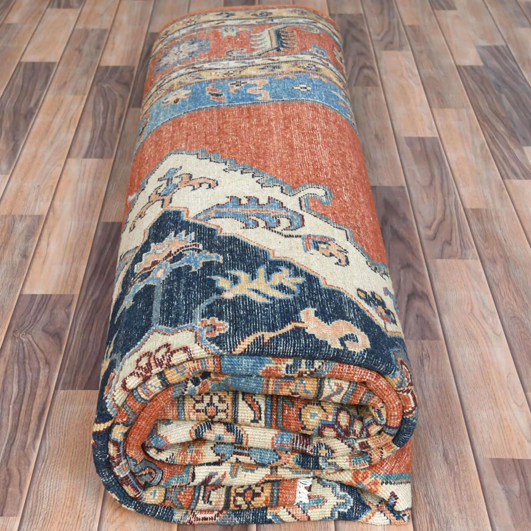 Hand-Knotted Peshawar Chobi Heriz Design Handmade Wool Rug (Size 9.0 X 11.7) Cwral-9348