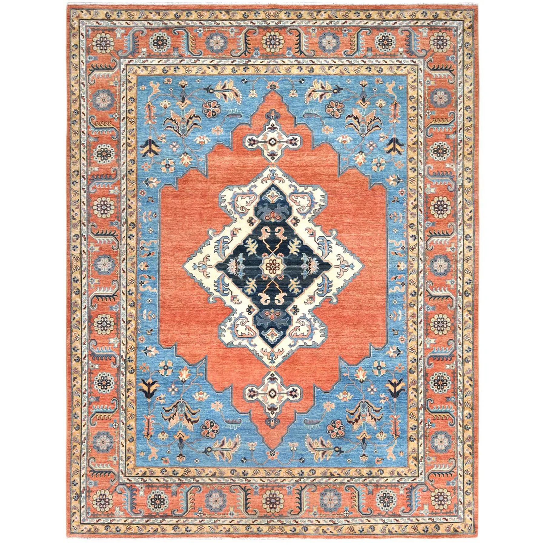 Hand-Knotted Peshawar Chobi Heriz Design Handmade Wool Rug (Size 9.0 X 11.7) Cwral-9348