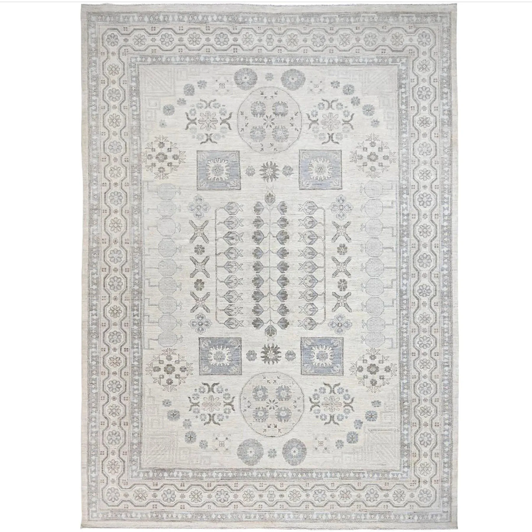 Hand-Knotted Peshawar Chobi Khotan Design Handmade Wool Rug (Size 9.11 X 13.6) Cwral-10746