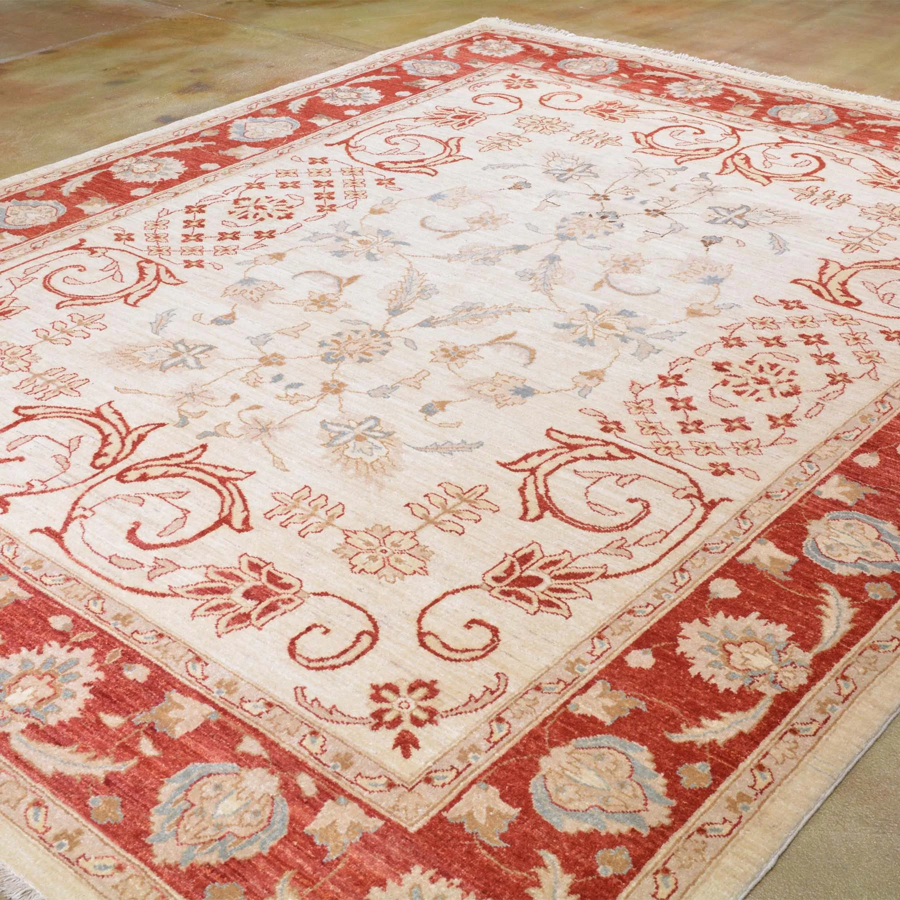 Hand-Knotted Peshawar Chobi Oushak Design Wool Handmade Rug (Size 7.11 X 9.9) Cwral-2583