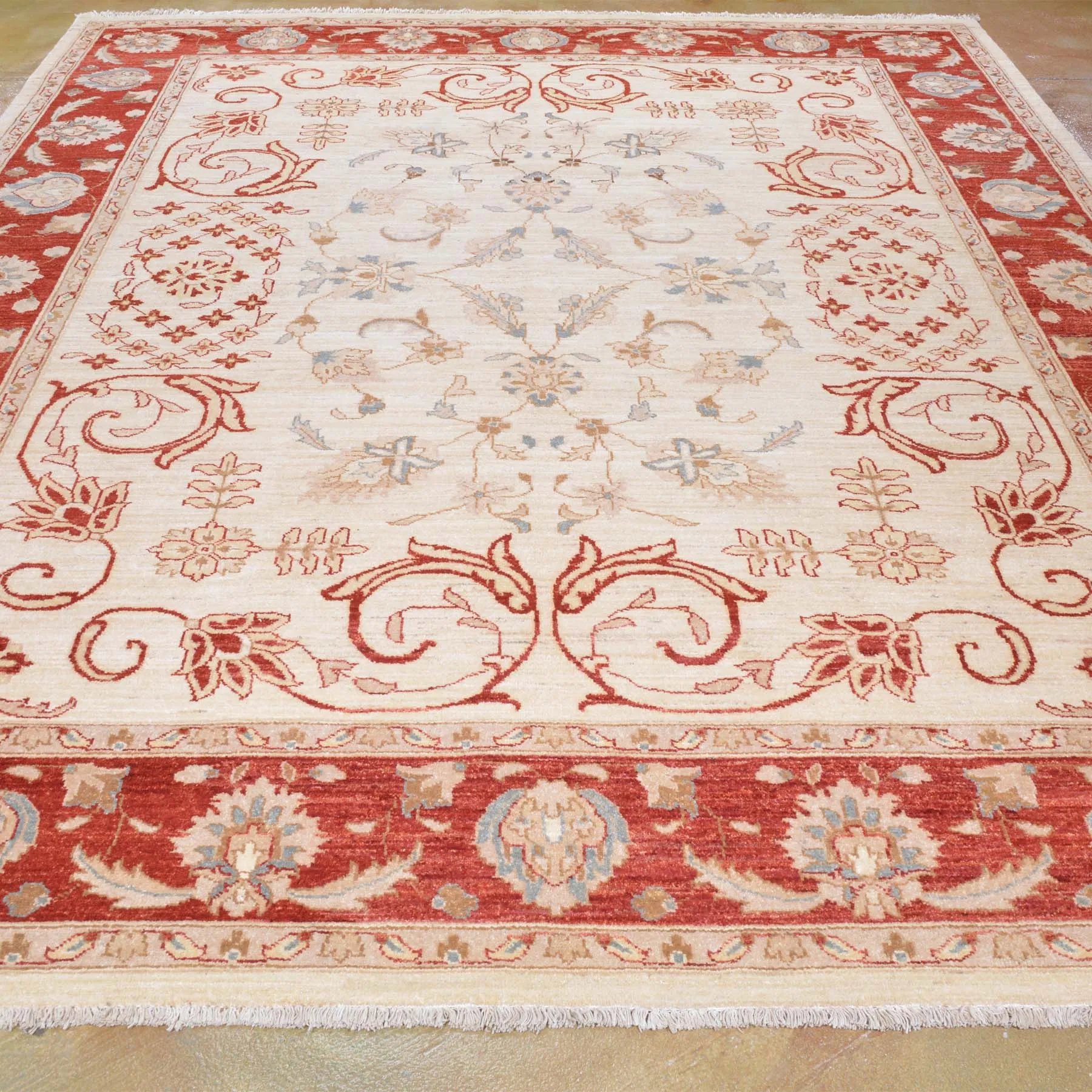 Hand-Knotted Peshawar Chobi Oushak Design Wool Handmade Rug (Size 7.11 X 9.9) Cwral-2583