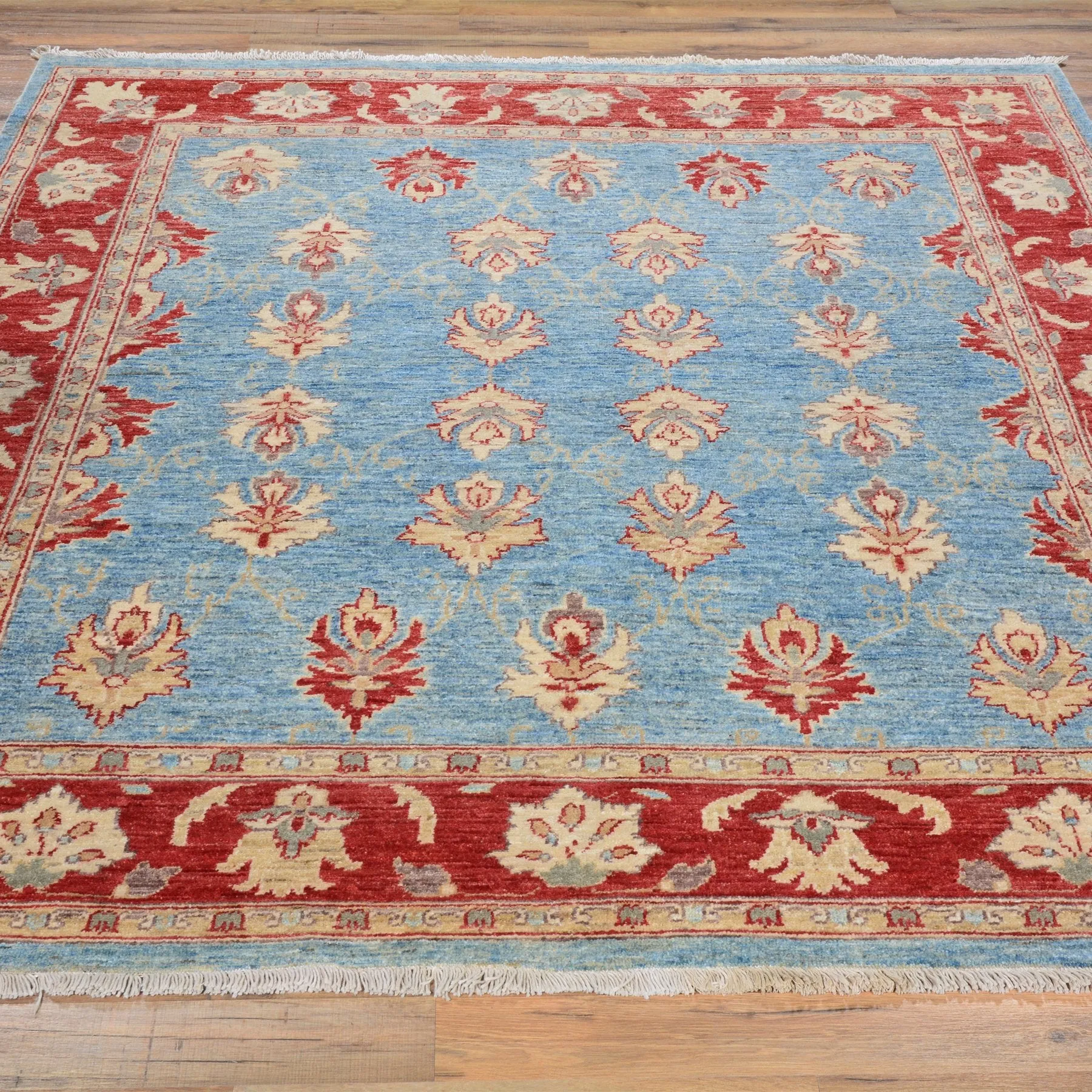 Hand-Knotted Peshawar Chobi Tribal Design Wool Rug (Size 5.10 X 6.9) Brrsf-762