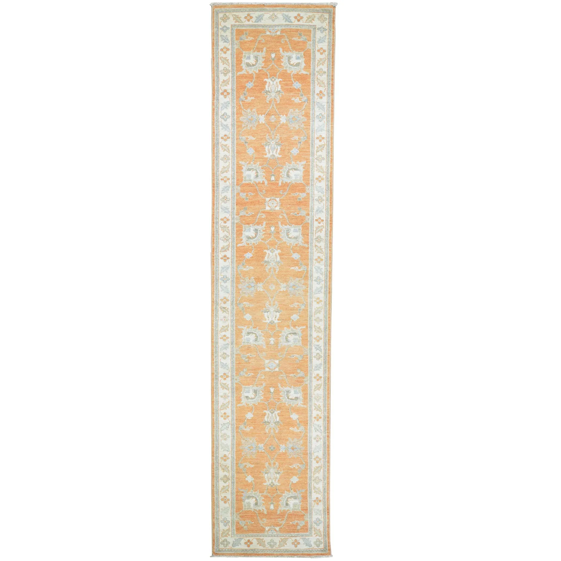 Hand-Knotted Peshawar Chobi Tribal Oushak Design 100% Wool Rug (Size 2.8 X 12.0) Brrsf-429