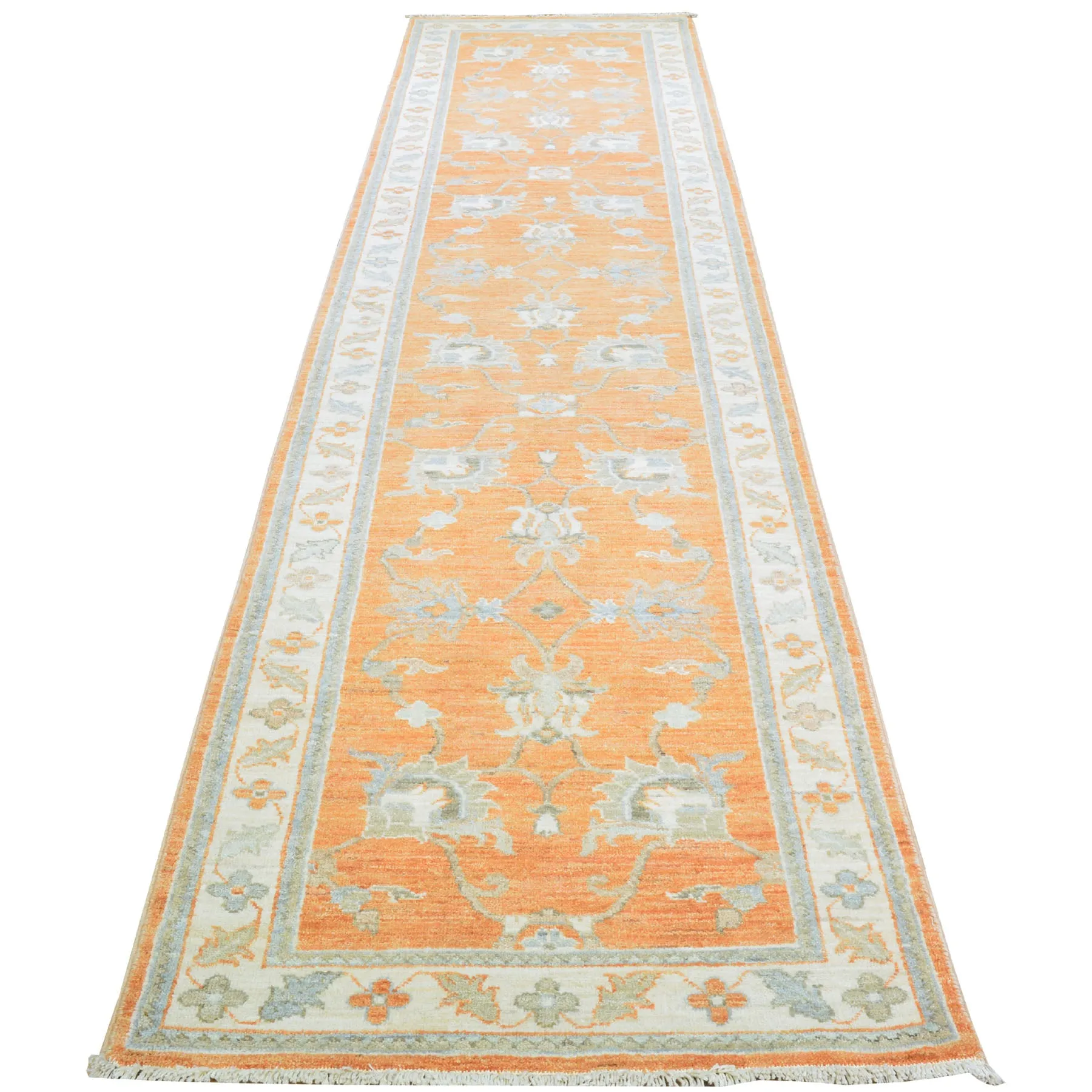 Hand-Knotted Peshawar Chobi Tribal Oushak Design 100% Wool Rug (Size 2.8 X 12.0) Brrsf-429