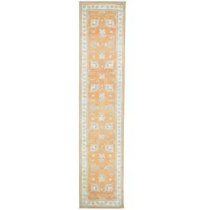 Hand-Knotted Peshawar Chobi Tribal Oushak Design 100% Wool Rug (Size 2.8 X 12.0) Brrsf-429