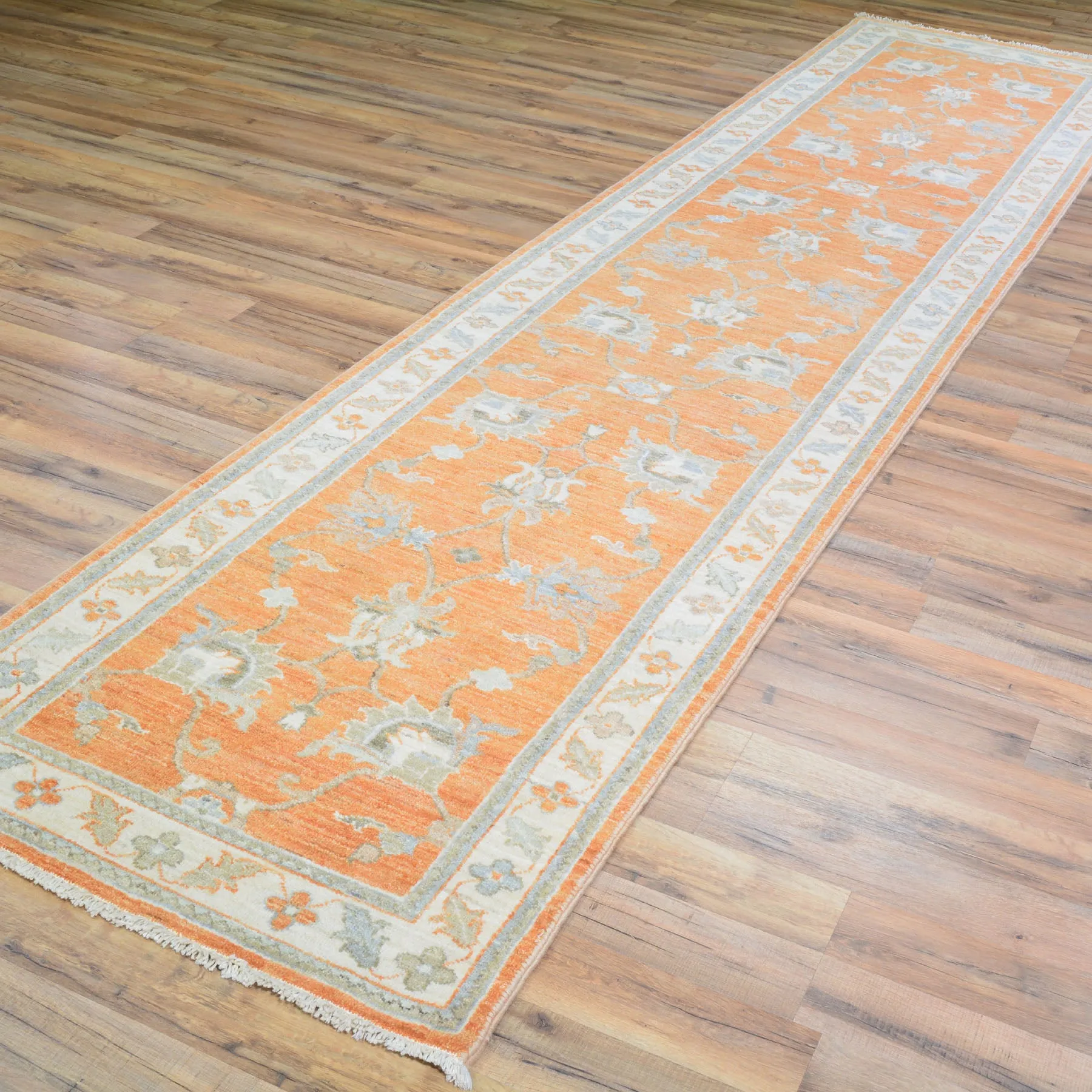 Hand-Knotted Peshawar Chobi Tribal Oushak Design 100% Wool Rug (Size 2.8 X 12.0) Brrsf-429