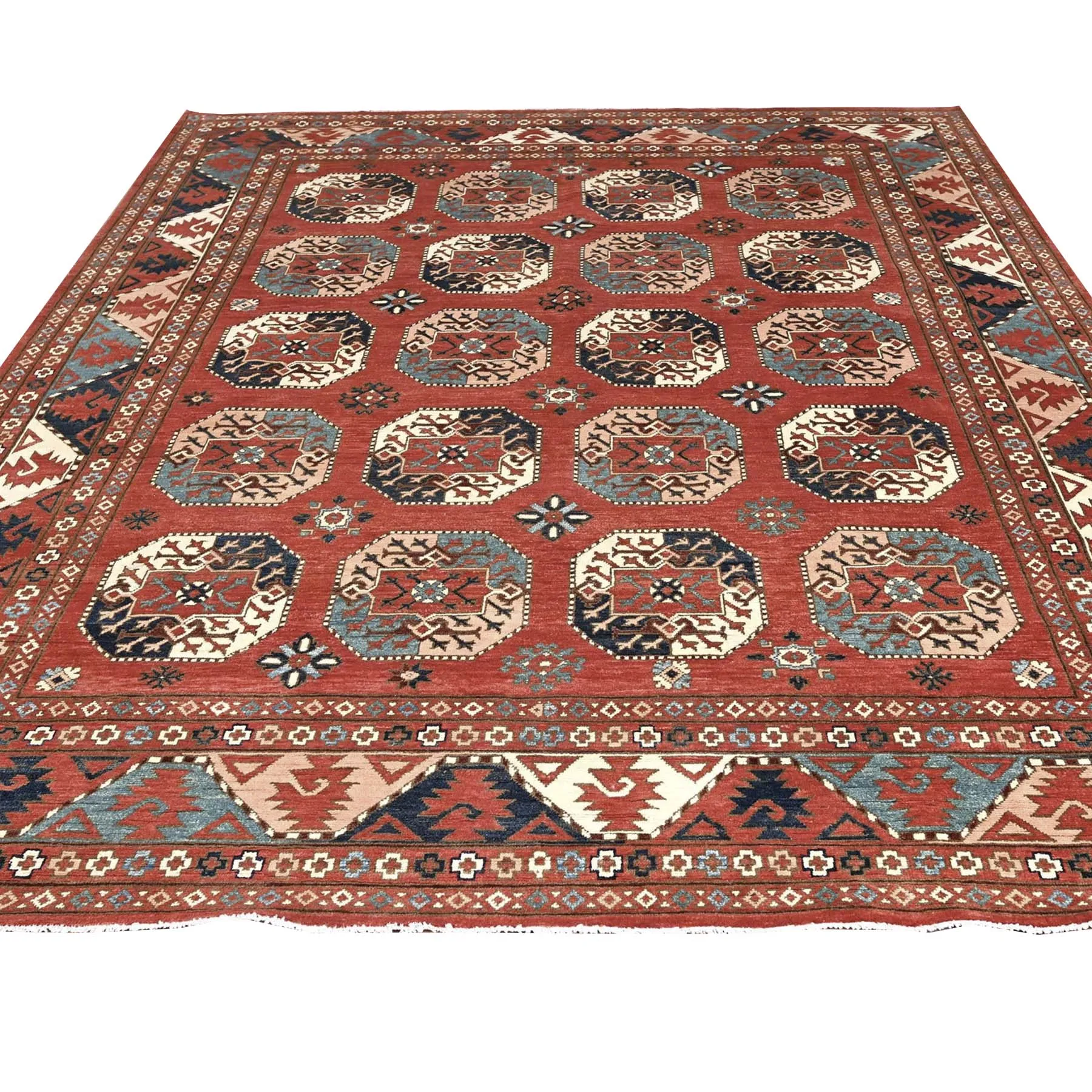Hand-Knotted Peshawar Ersari Handmade Wool Rug (Size 8.2 X 9.10) Cwral-10569