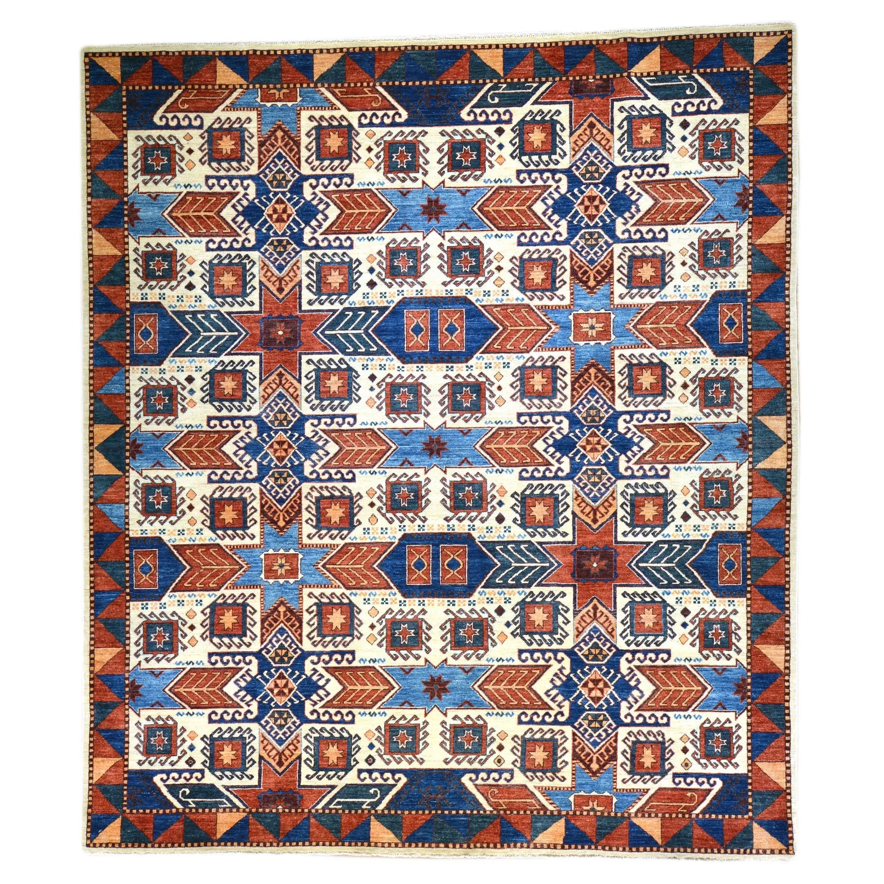 Hand-Knotted Peshawar Geometric Design Wool Rug (Size 8.1 X 9.9) Brral-3360