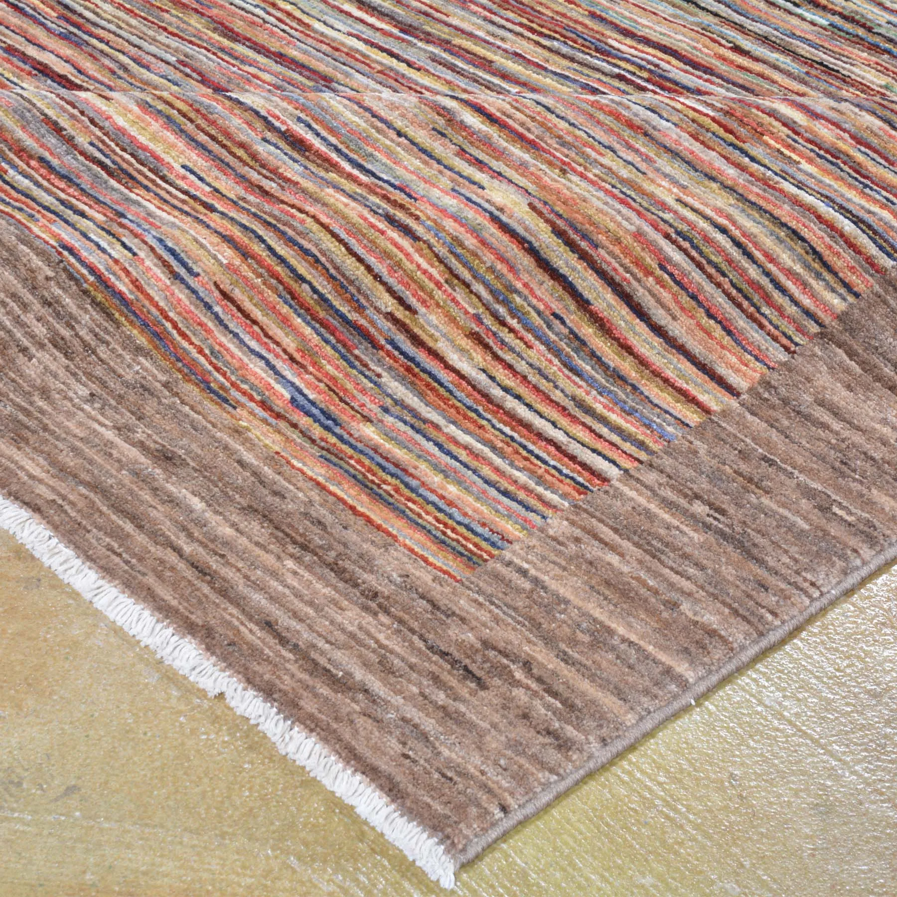 Hand-Knotted Peshawar Striped Gabbeh Design Wool Rug (Size 5.0 X 6.7) Brral-3213