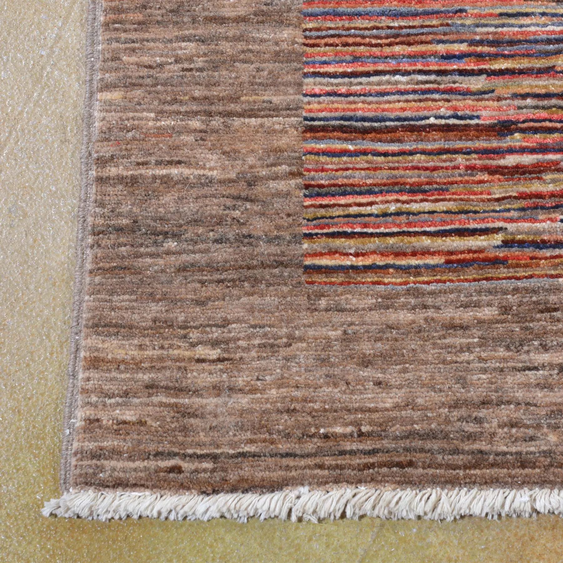 Hand-Knotted Peshawar Striped Gabbeh Design Wool Rug (Size 5.0 X 6.7) Brral-3213