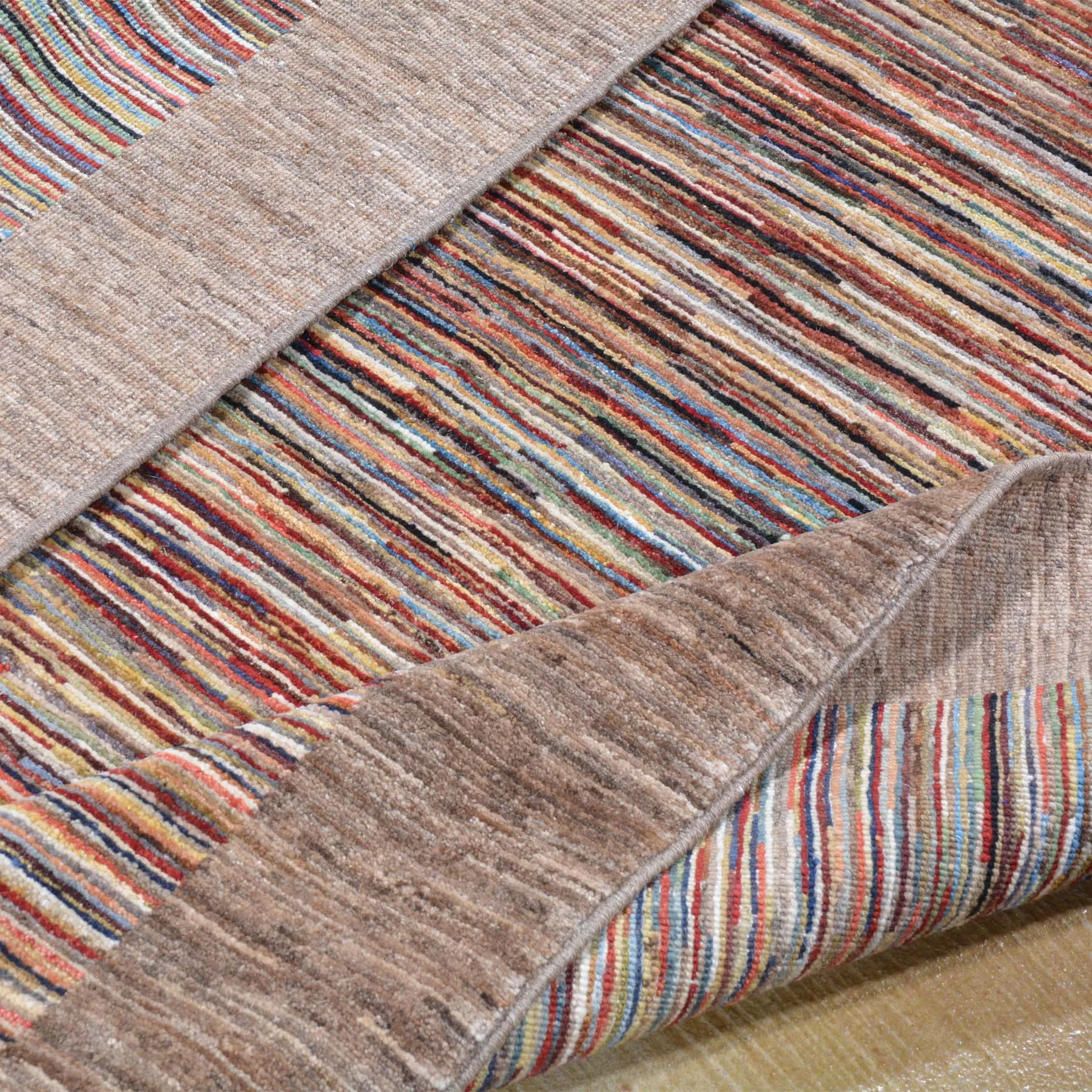 Hand-Knotted Peshawar Striped Gabbeh Design Wool Rug (Size 5.0 X 6.7) Brral-3213