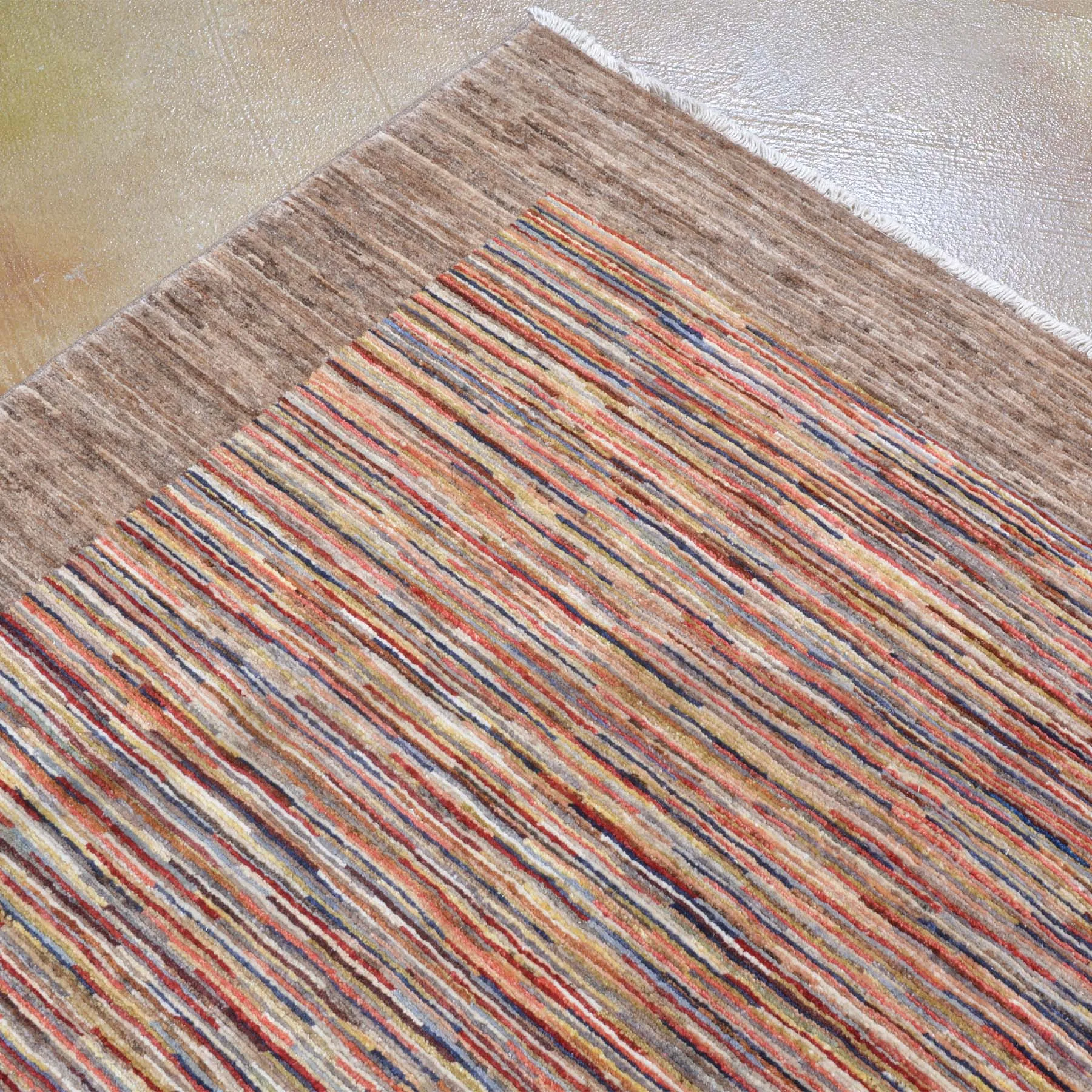 Hand-Knotted Peshawar Striped Gabbeh Design Wool Rug (Size 5.0 X 6.7) Brral-3213
