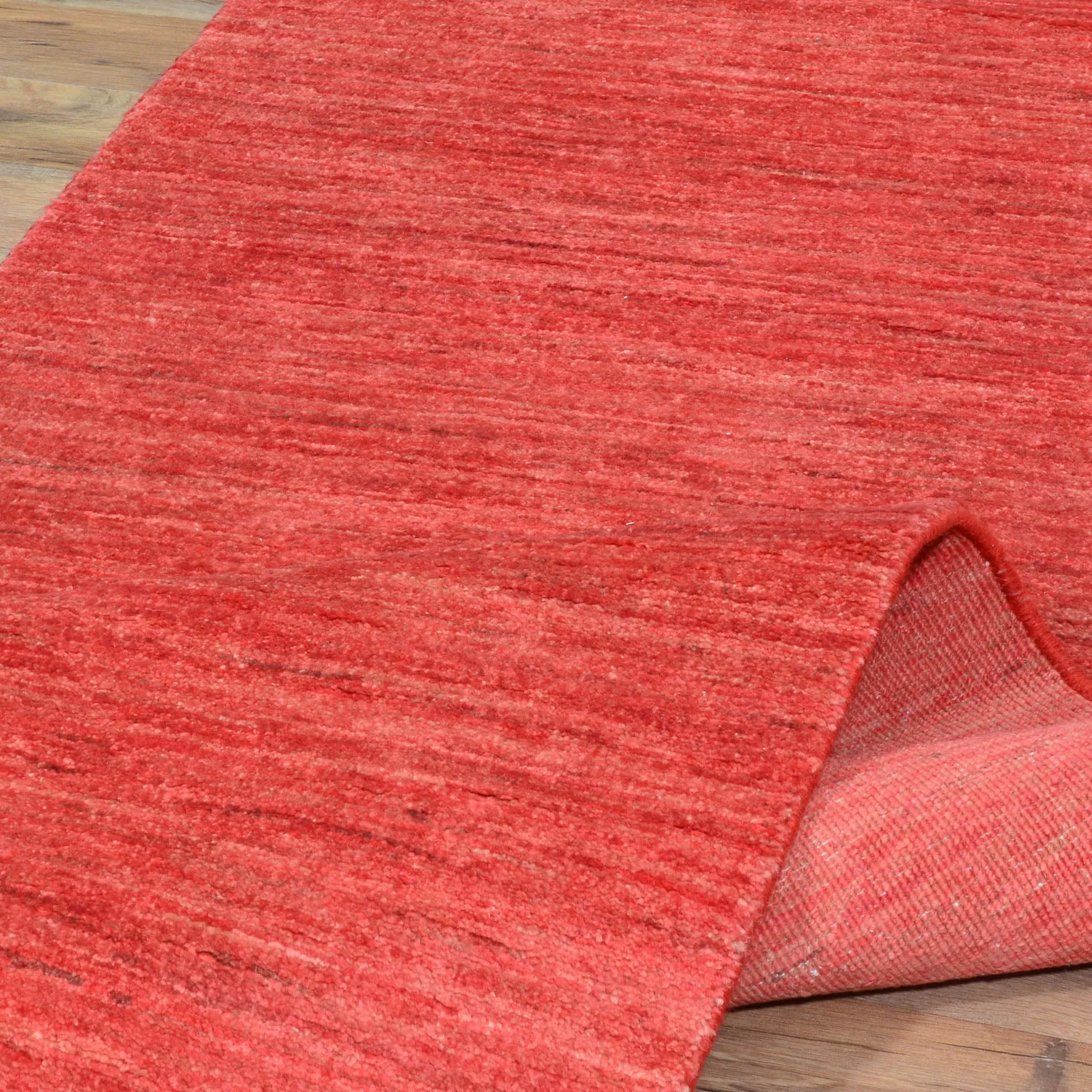 Hand-Knotted Red Contemporary Handmade Wool Rug (Size 2.9 X 10.0) Cwral-8760
