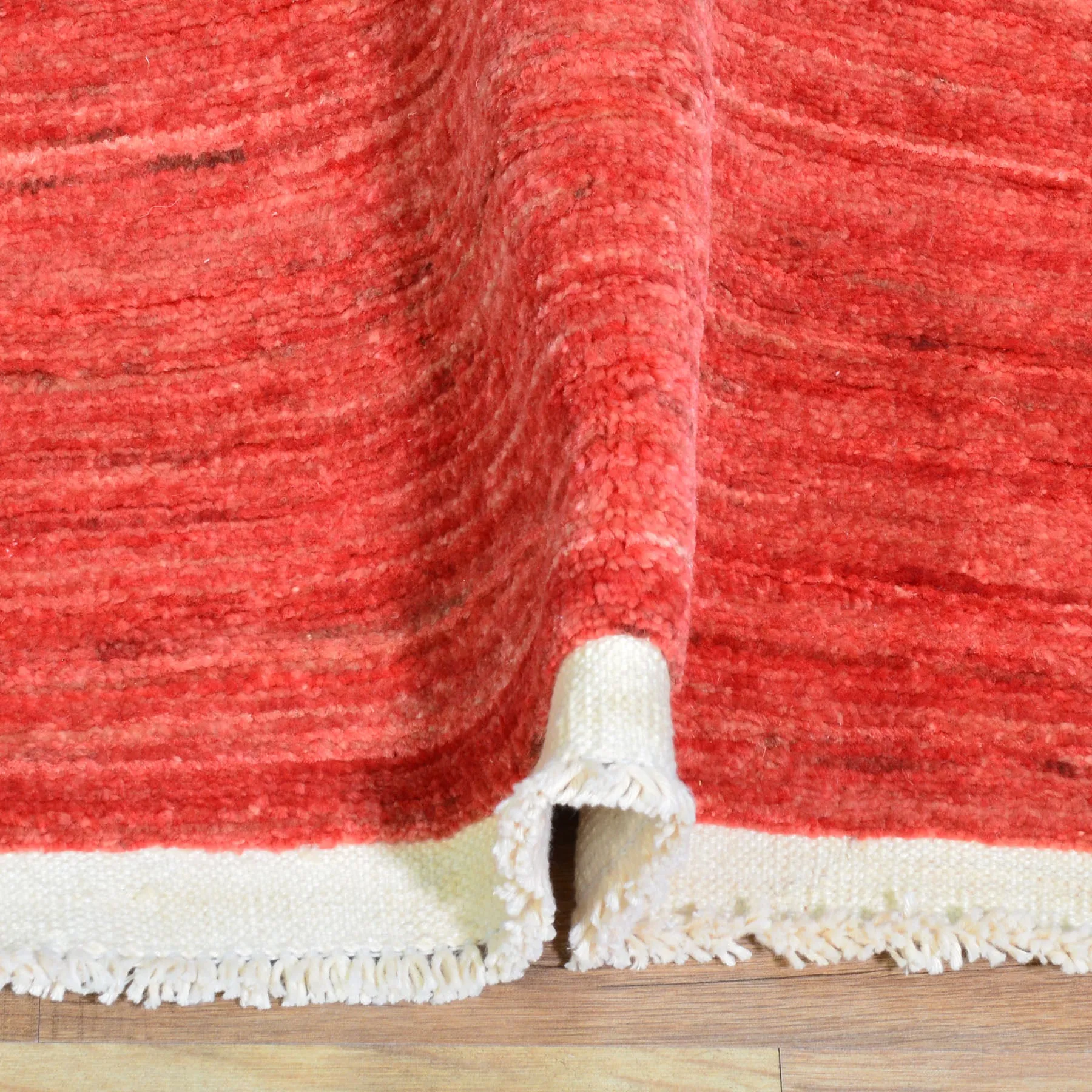 Hand-Knotted Red Contemporary Handmade Wool Rug (Size 2.9 X 10.0) Cwral-8760