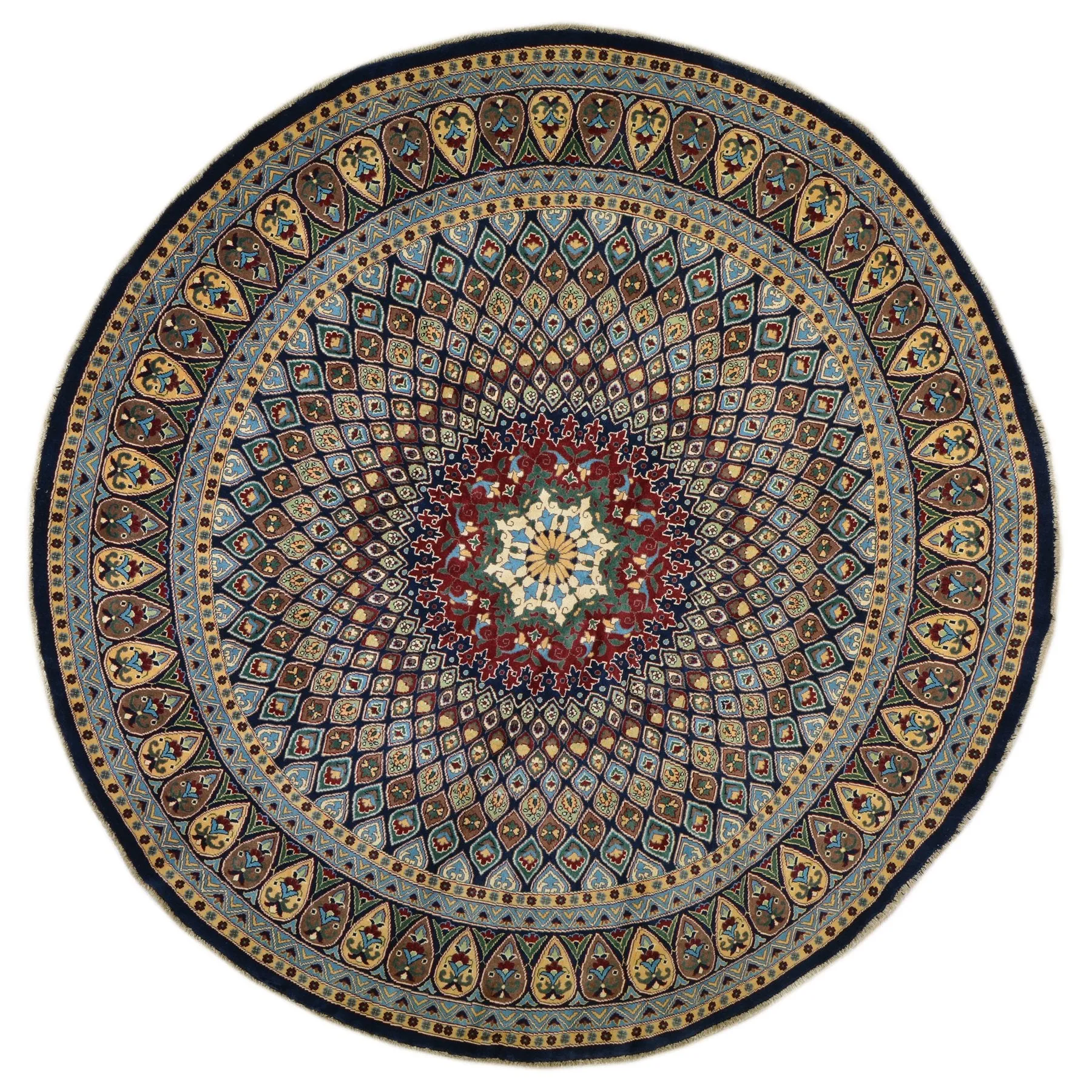 Hand-Knotted Round Peshawar Wool Handmade Rug (Size 8.3 X 8.3) Brral-6471