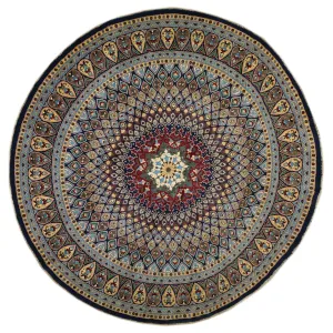 Hand-Knotted Round Peshawar Wool Handmade Rug (Size 8.3 X 8.3) Brral-6471