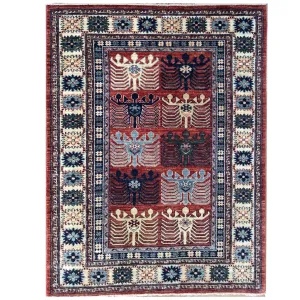 Hand-Knotted Stunning Peshawar Chobi Tribal Wool Rug (Size 4.1 X 6.1) Brrsf-651