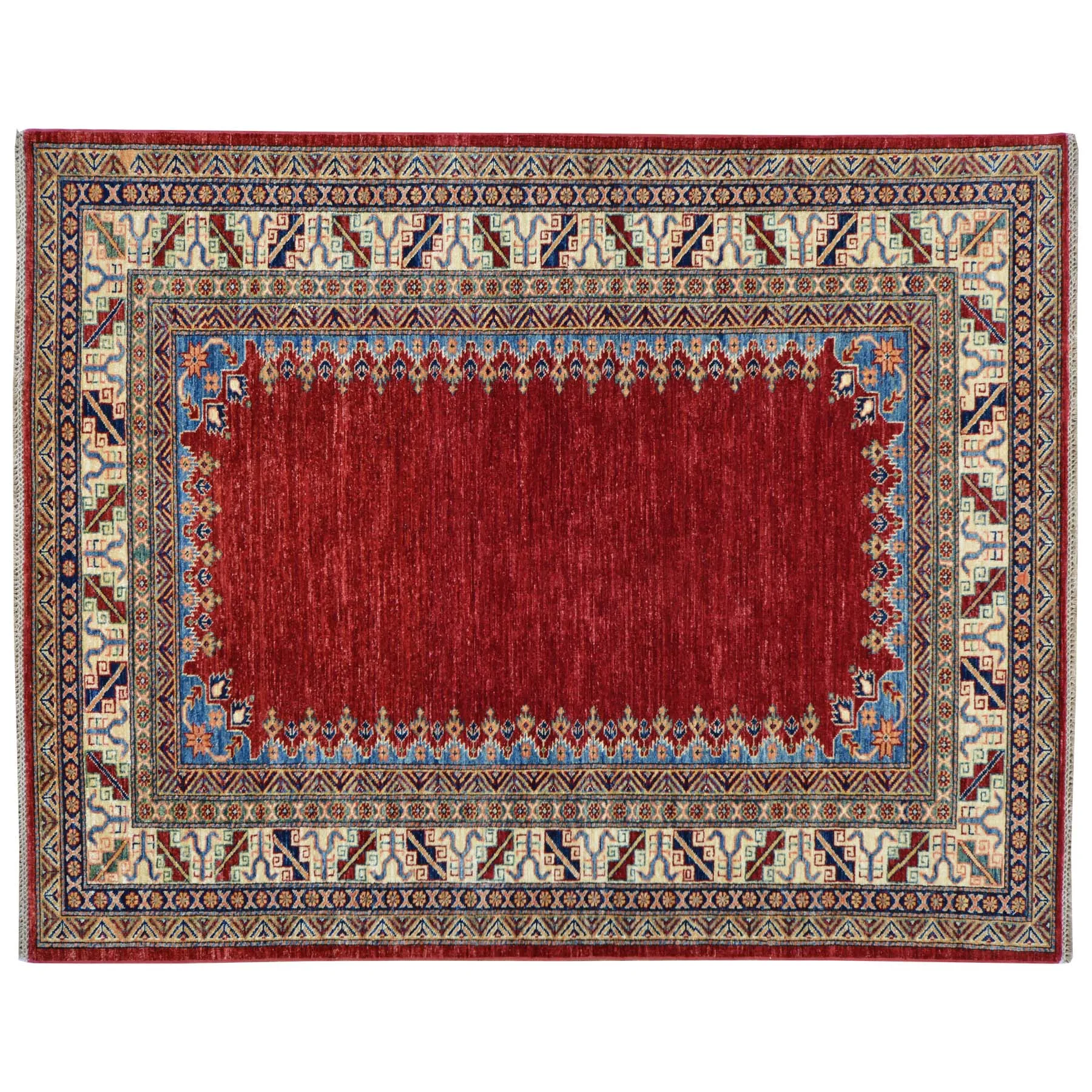 Hand-Knotted Super Kazak Design Handmade Wool Rug (Size 5.0 X 6.7) Brral-4812