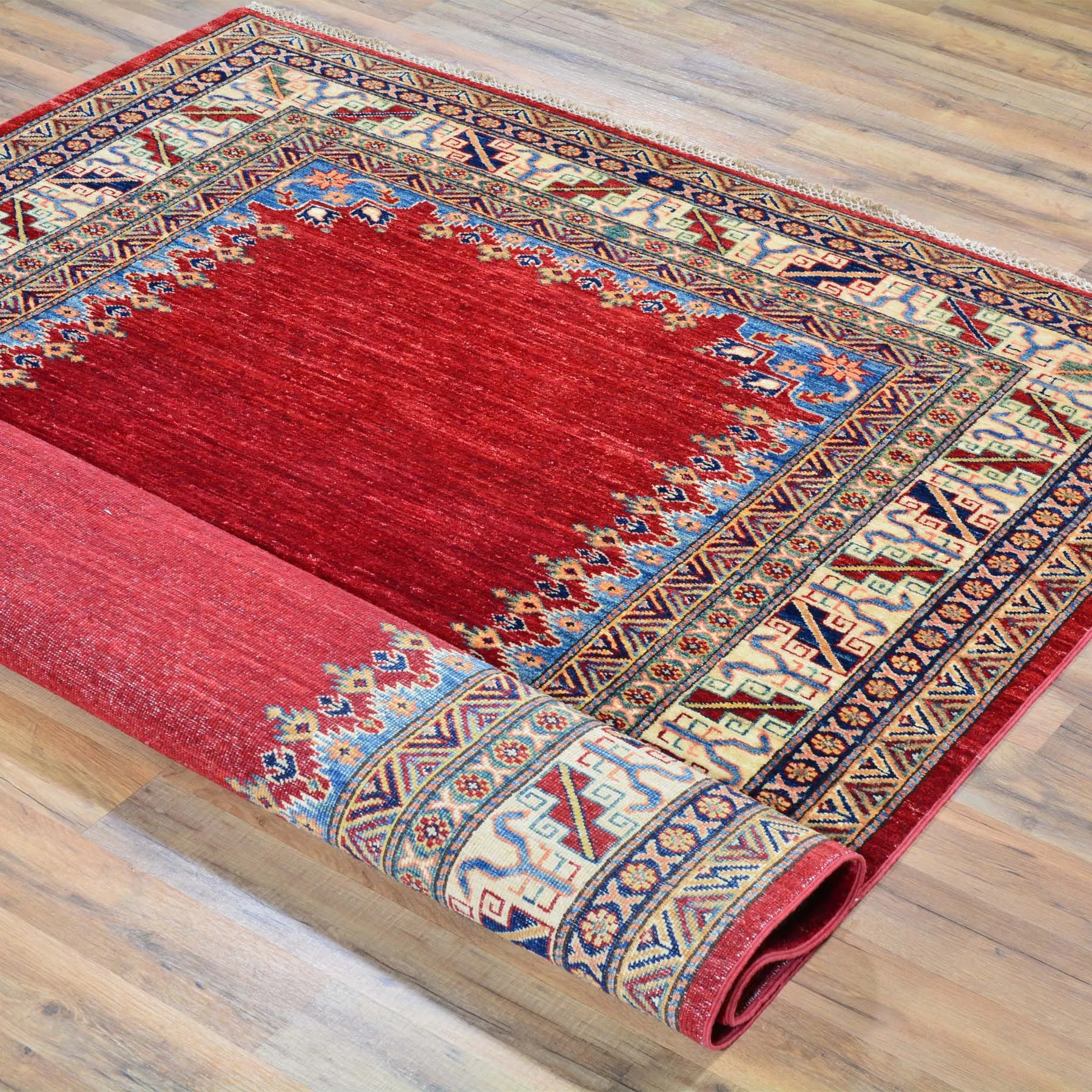 Hand-Knotted Super Kazak Design Handmade Wool Rug (Size 5.0 X 6.7) Brral-4812