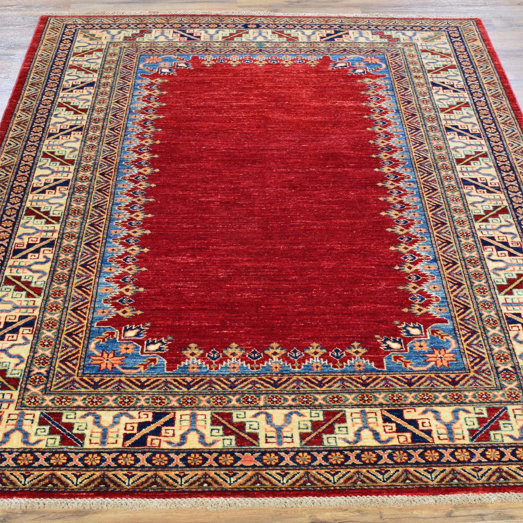 Hand-Knotted Super Kazak Design Handmade Wool Rug (Size 5.0 X 6.7) Brral-4812
