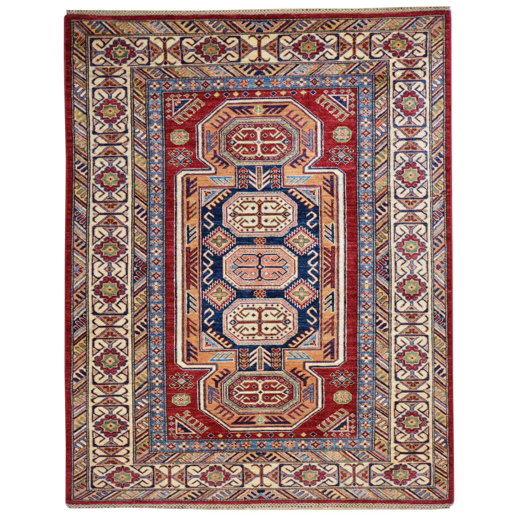 Hand-Knotted Super Kazak Design Wool Handmade Rug (Size 5.0 X 6.10) Brral-3231