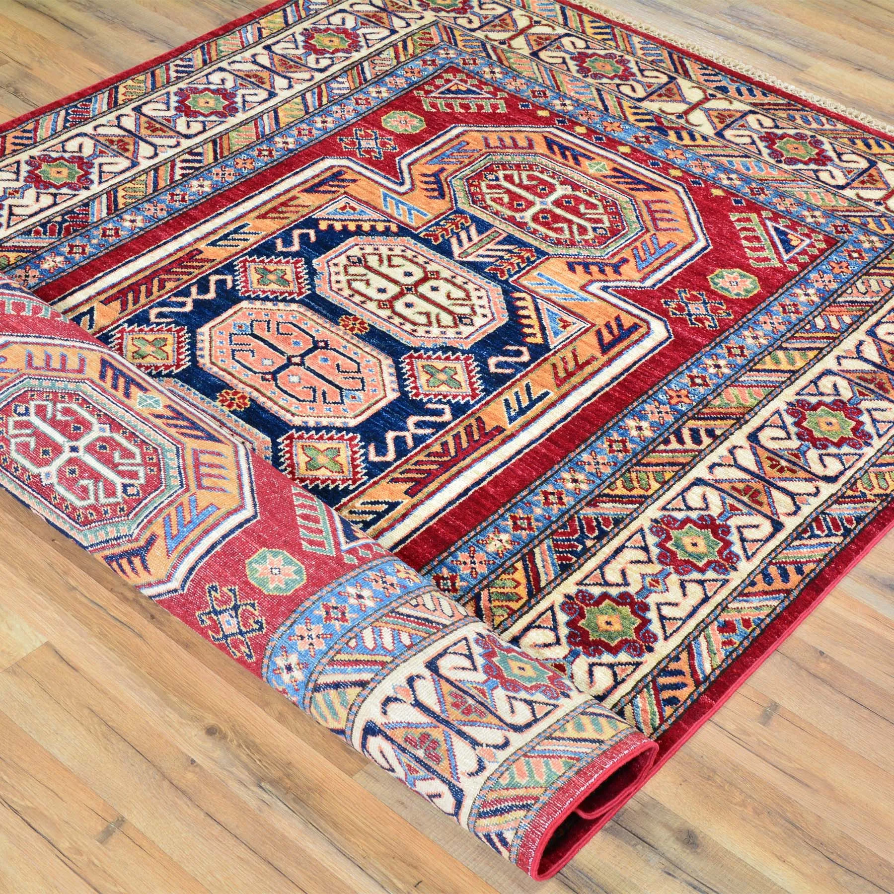 Hand-Knotted Super Kazak Design Wool Handmade Rug (Size 5.0 X 6.10) Brral-3231
