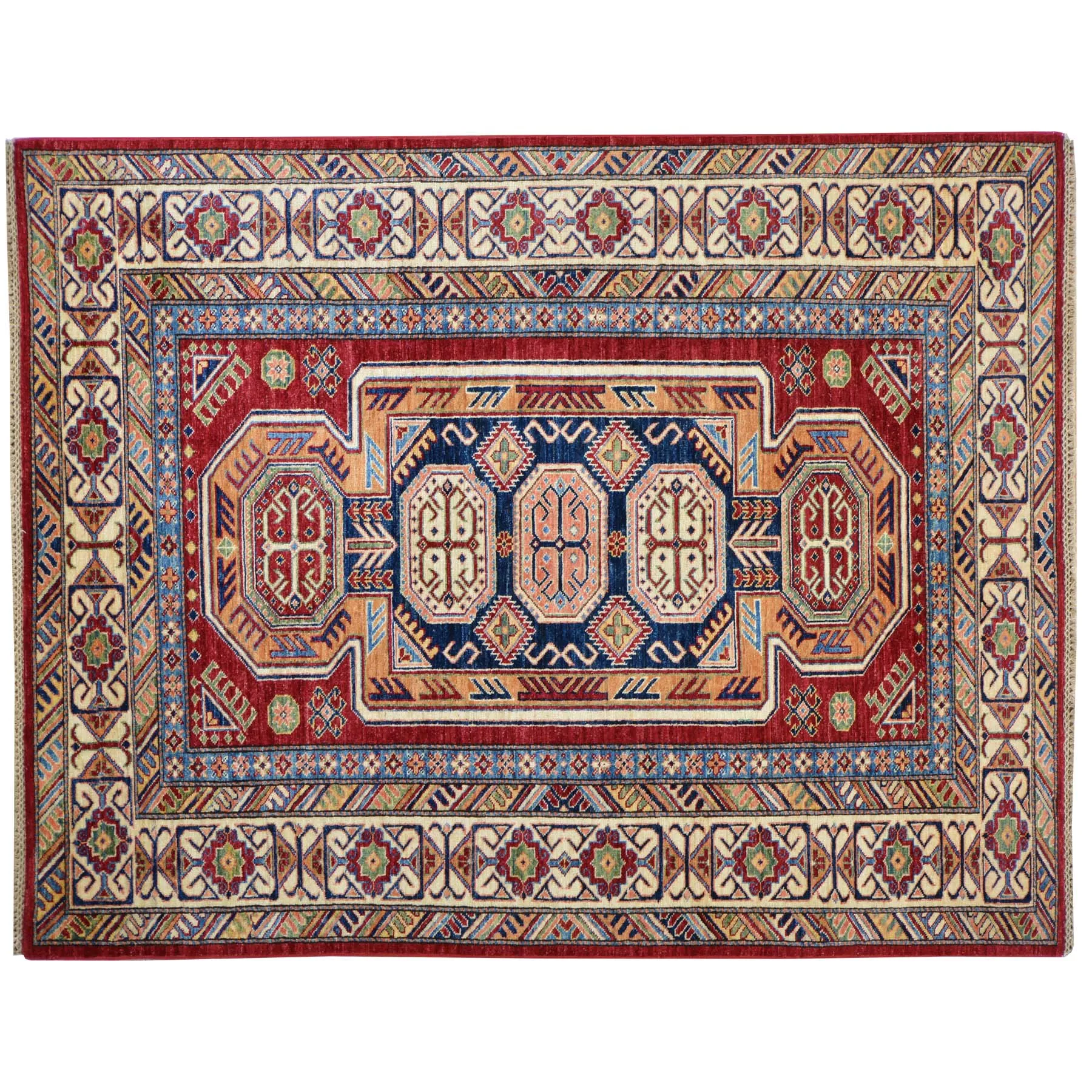 Hand-Knotted Super Kazak Design Wool Handmade Rug (Size 5.0 X 6.10) Brral-3231