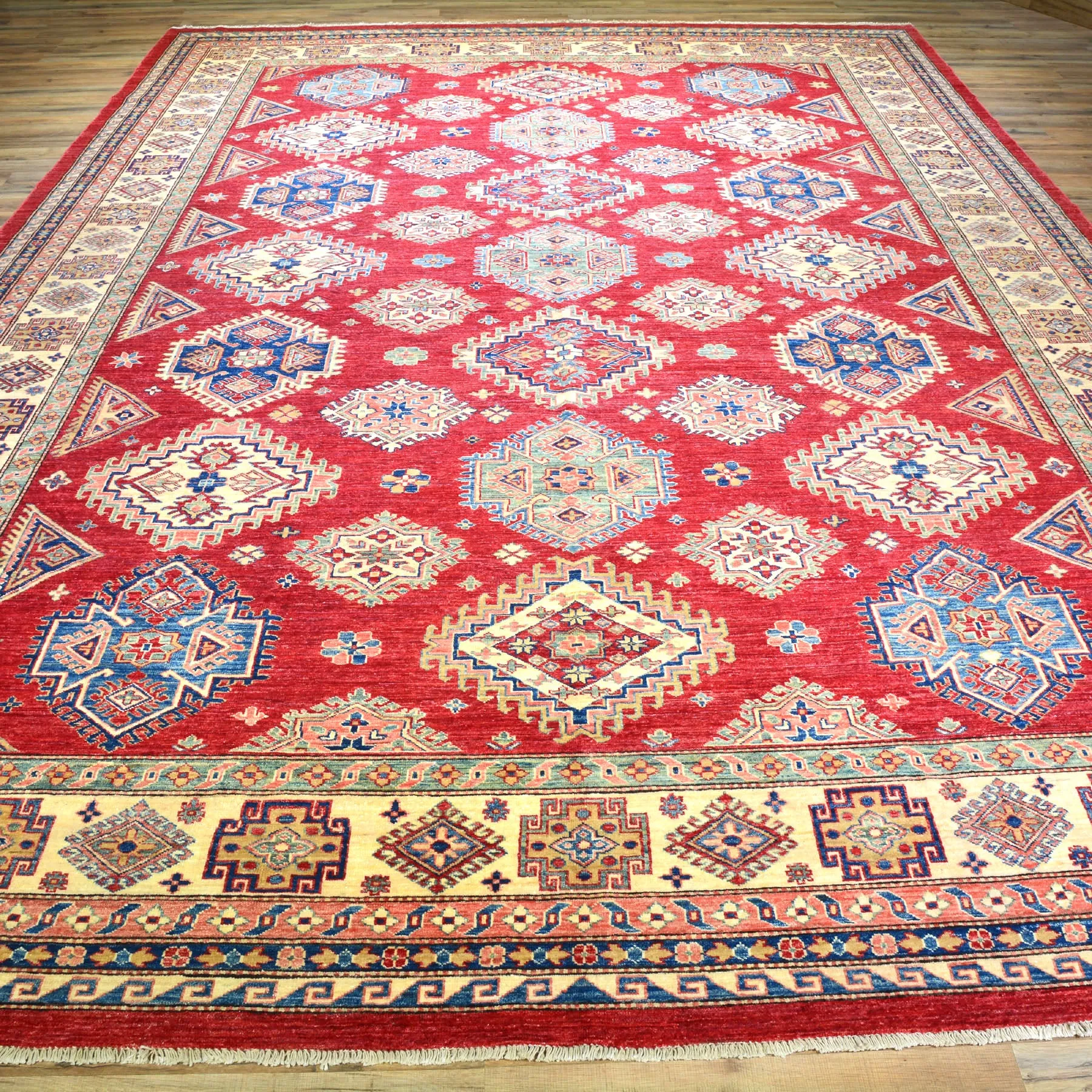 Hand-Knotted Super Kazak Wool Handmade Rug (Size 10.0 X 13.9) Brral-1332