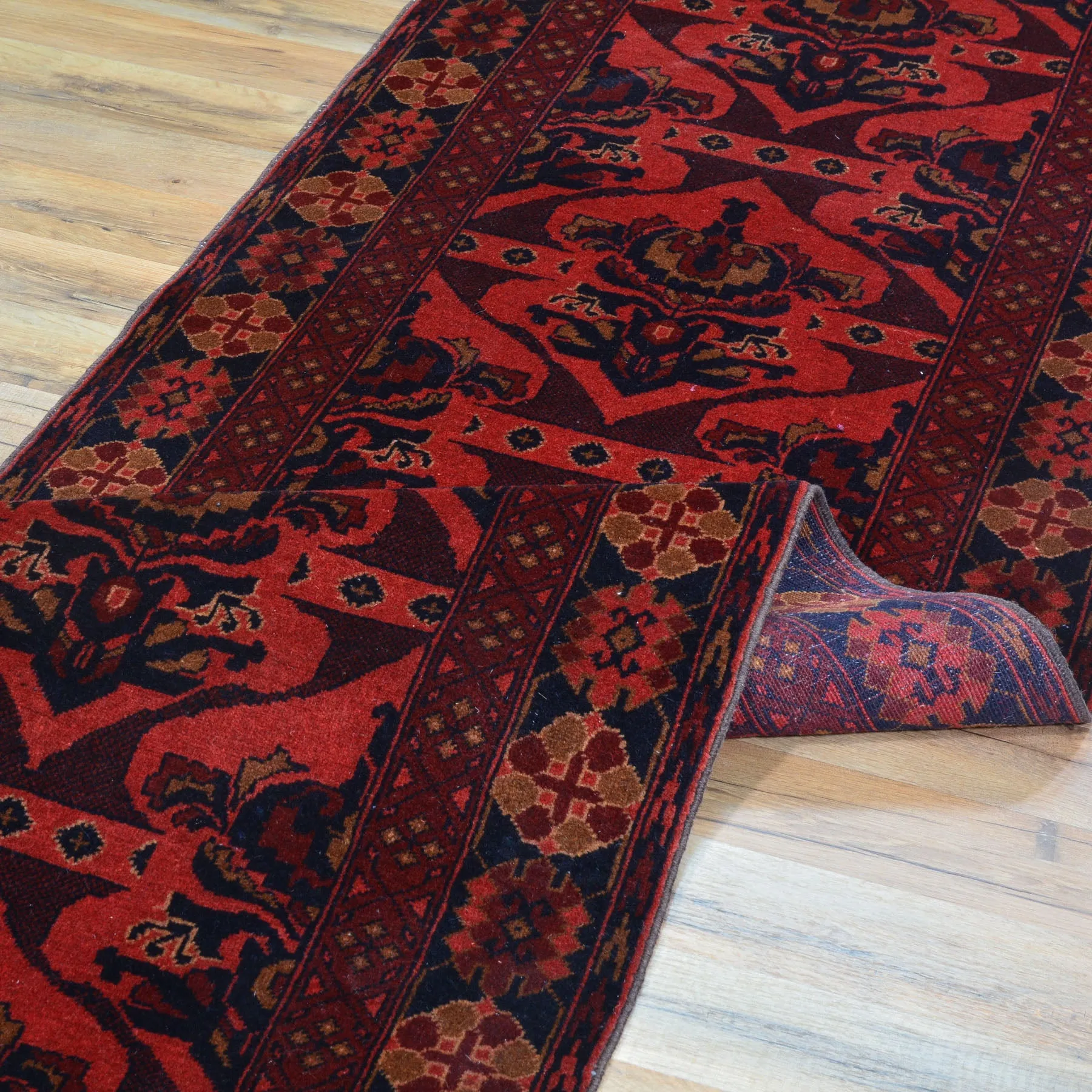 Hand-Knotted Traditional Afghan Tribal Turkoman Wool Oriental Rug (Size 2.6 X 9.9) Cwral-10107