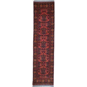 Hand-Knotted Traditional Afghan Tribal Turkoman Wool Oriental Rug (Size 2.6 X 9.9) Cwral-10107