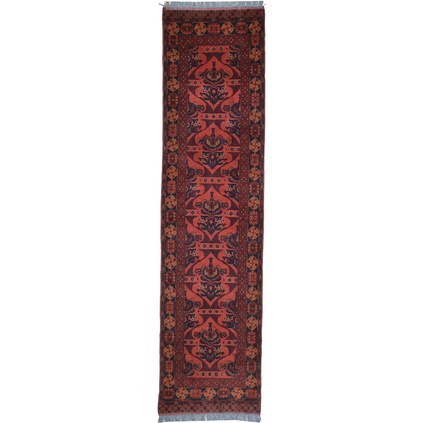 Hand-Knotted Traditional Afghan Tribal Turkoman Wool Oriental Rug (Size 2.6 X 9.9) Cwral-10107