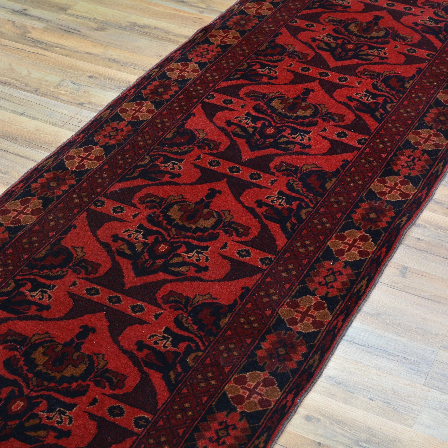 Hand-Knotted Traditional Afghan Tribal Turkoman Wool Oriental Rug (Size 2.6 X 9.9) Cwral-10107