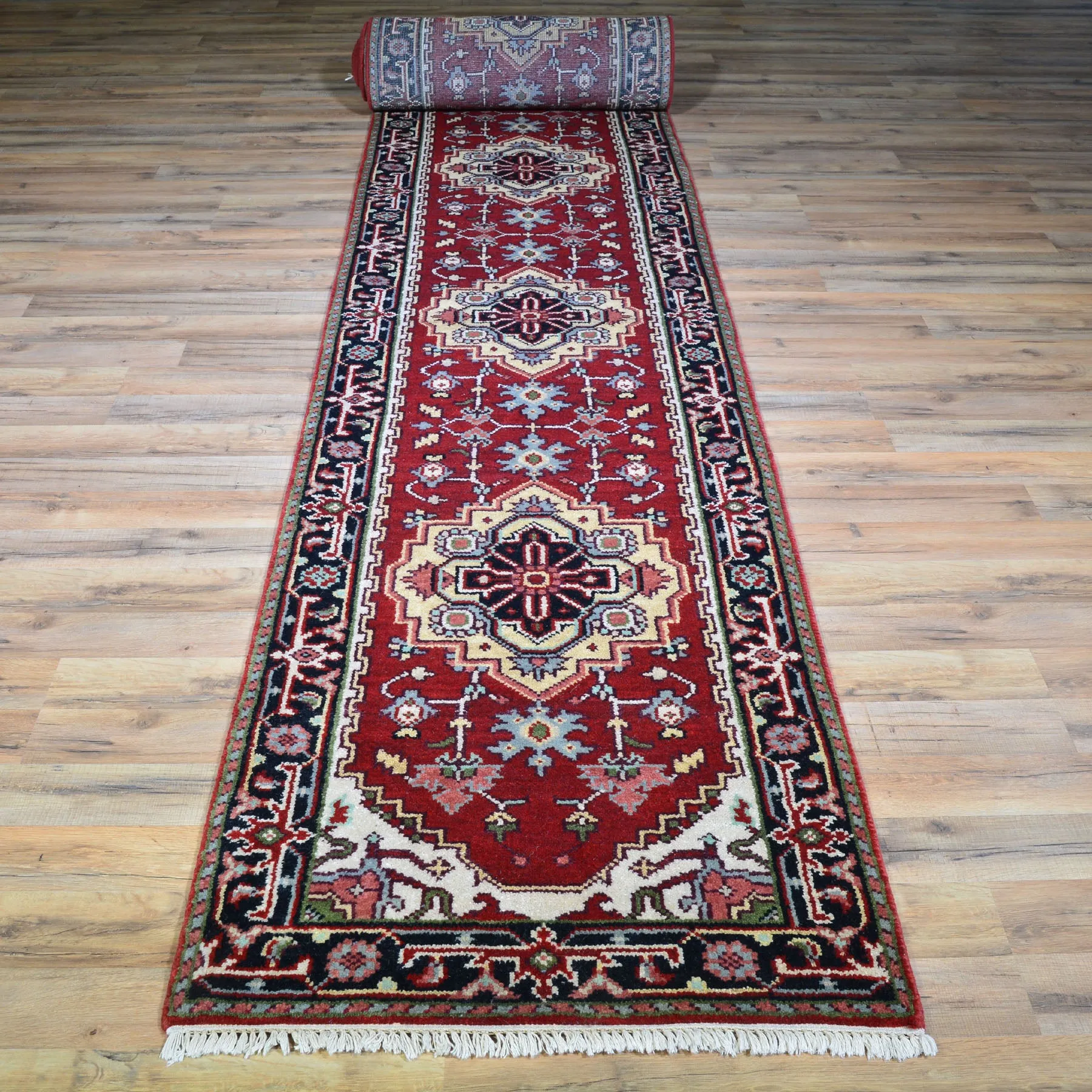 Hand-Knotted Traditional Serapi Design Rug 100% Wool Handmade (Size 2.6 X 19.9) Brral-2814
