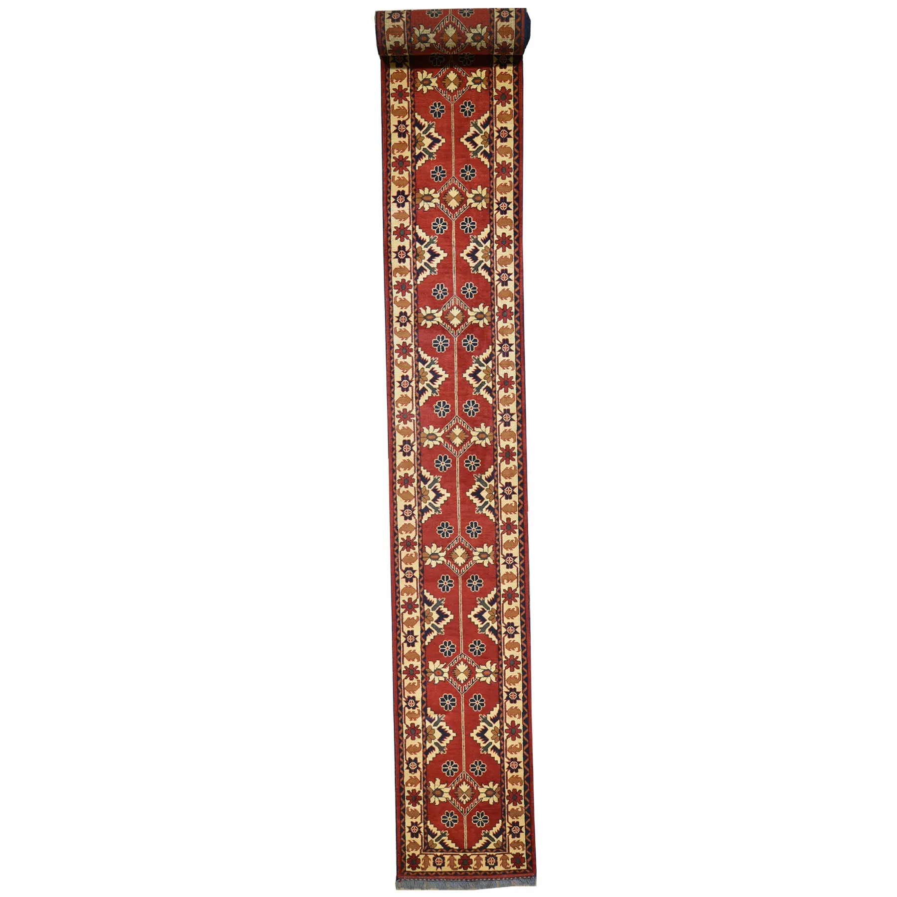 Hand-Knotted Tribal Afghan Karaghai 100% Wool Long Runner Rug (Size 2.3 X 19.4) Brral-4449