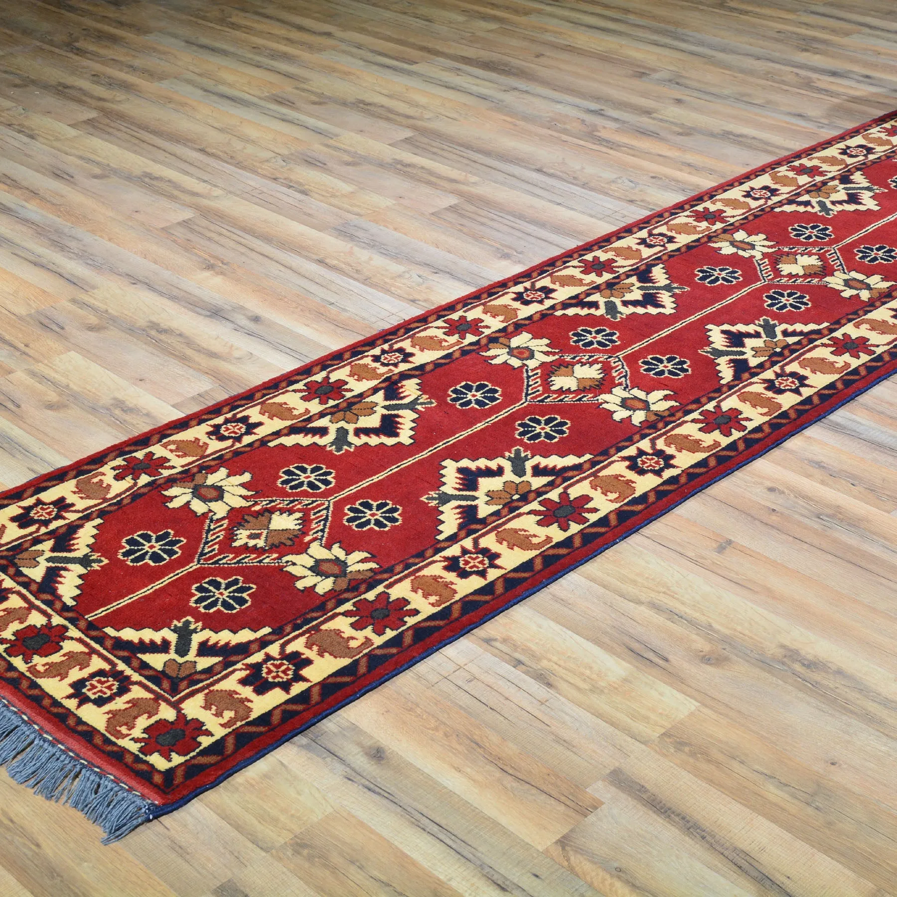 Hand-Knotted Tribal Afghan Karaghai 100% Wool Long Runner Rug (Size 2.3 X 19.4) Brral-4449