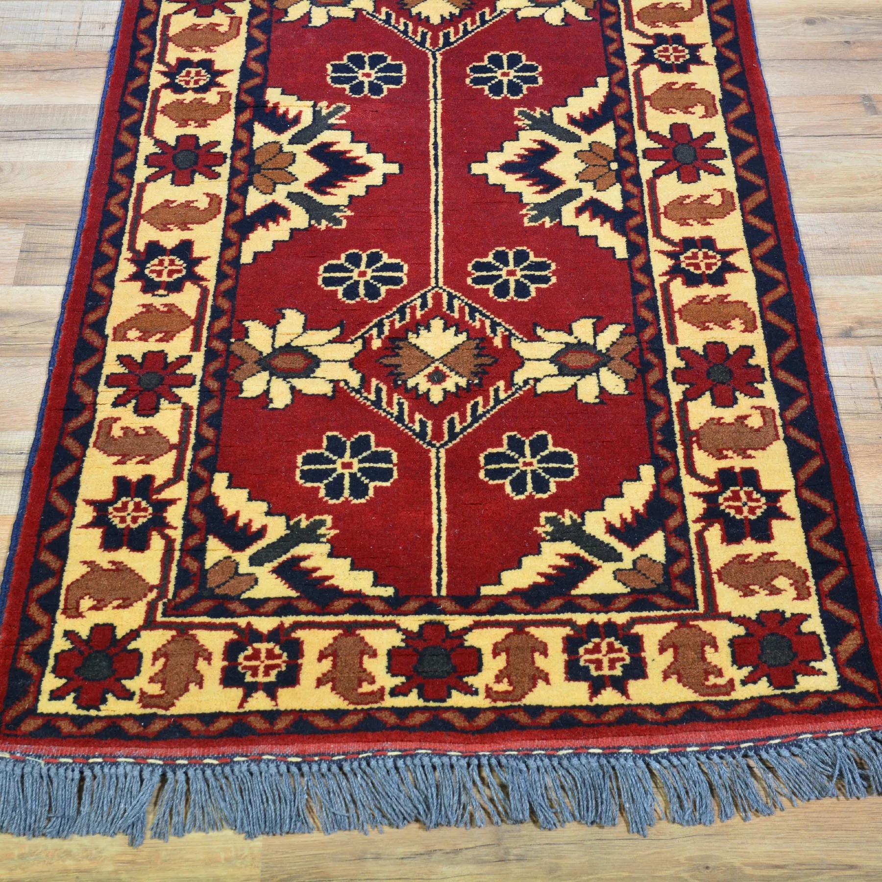 Hand-Knotted Tribal Afghan Karaghai 100% Wool Long Runner Rug (Size 2.3 X 19.4) Brral-4449