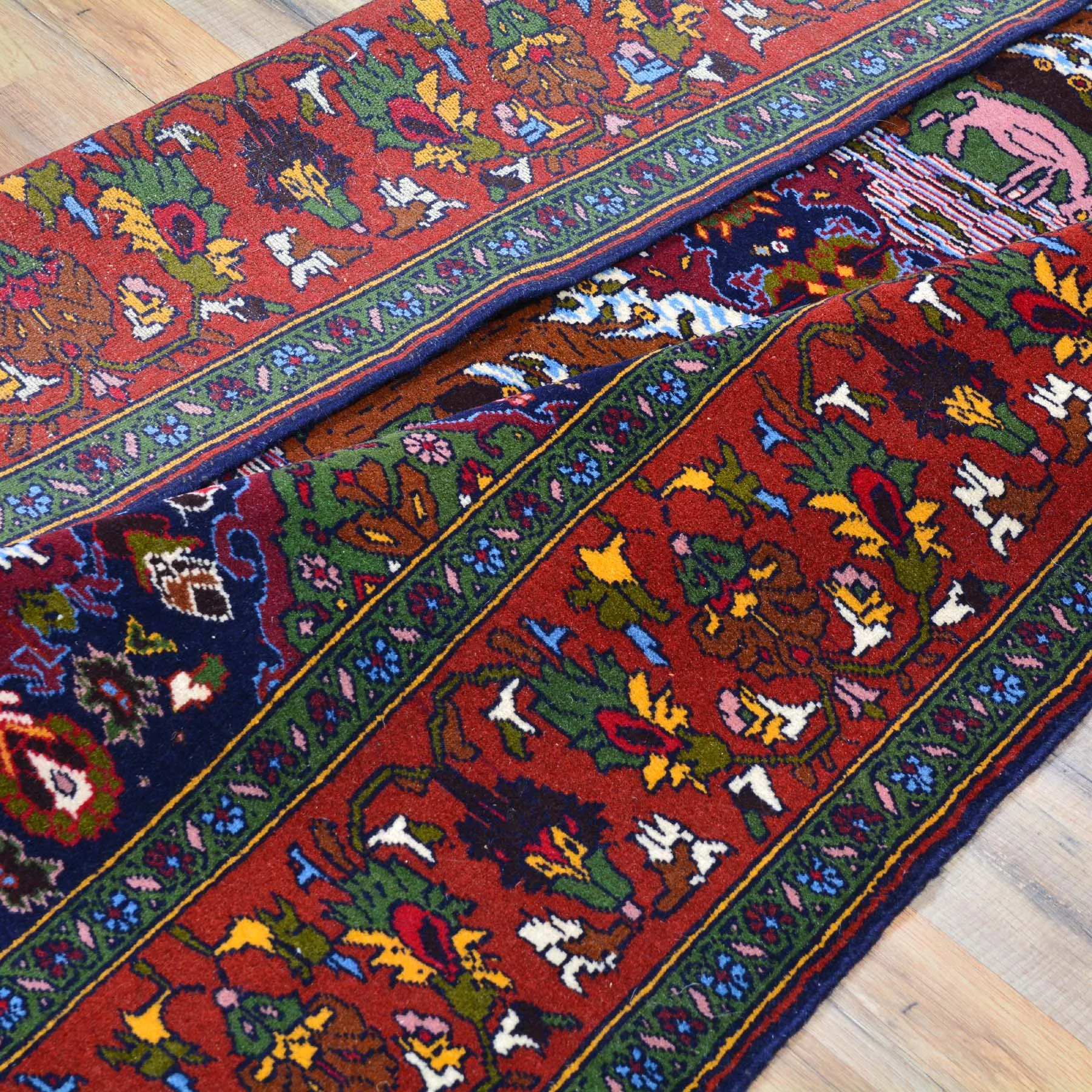 Hand-Knotted Tribal Animal Print Handmade Wool Rug (Size 4.2 X 6.2) Brral-4878