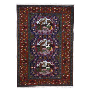 Hand-Knotted Tribal Animal Print Handmade Wool Rug (Size 4.2 X 6.2) Brral-4878