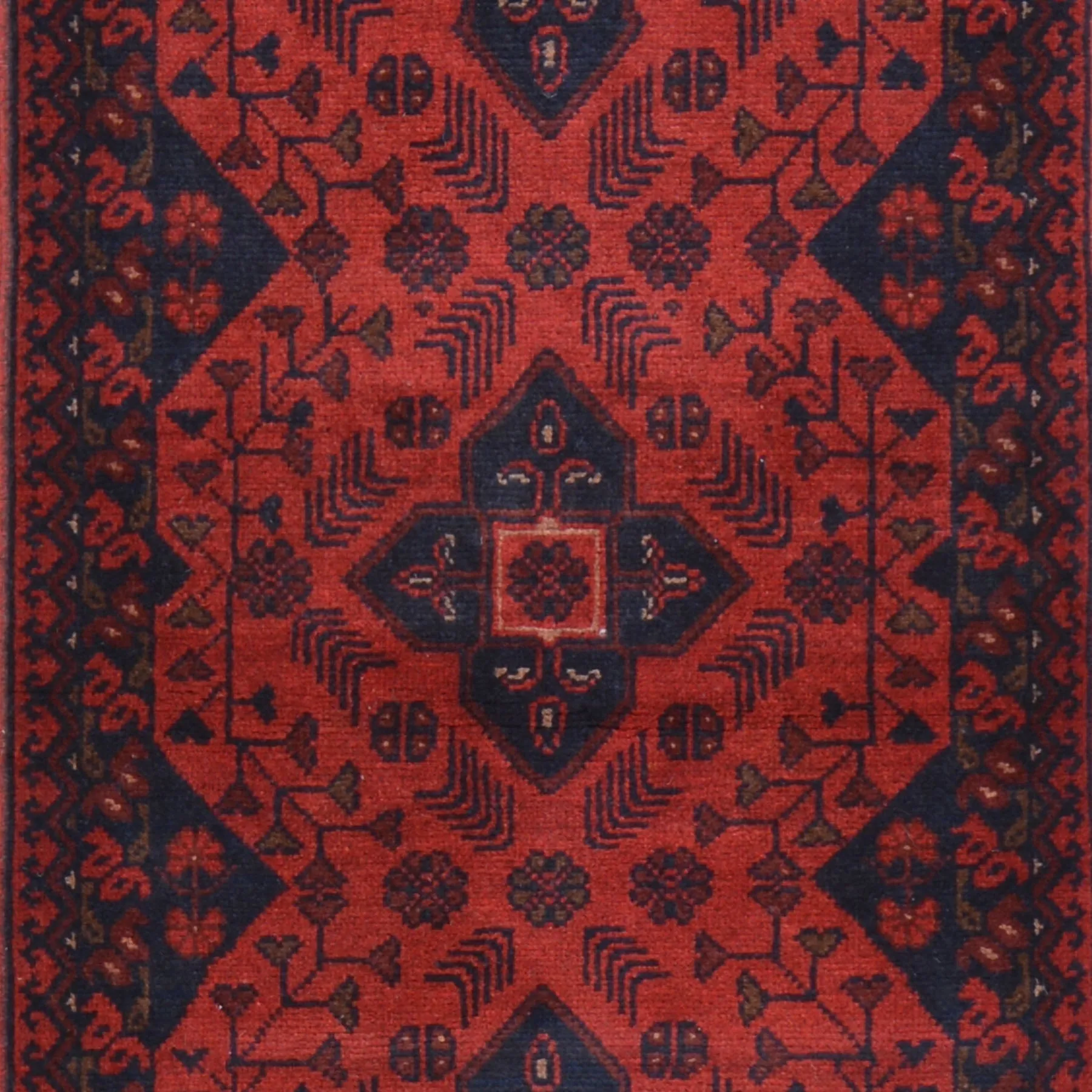 Hand-Knotted Tribal Design Handmade Red Color Wool Rug (Size 1.9 X 4.5) Cwral-7965