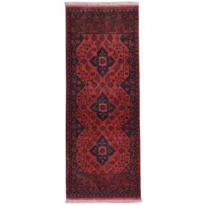 Hand-Knotted Tribal Design Handmade Red Color Wool Rug (Size 1.9 X 4.5) Cwral-7965