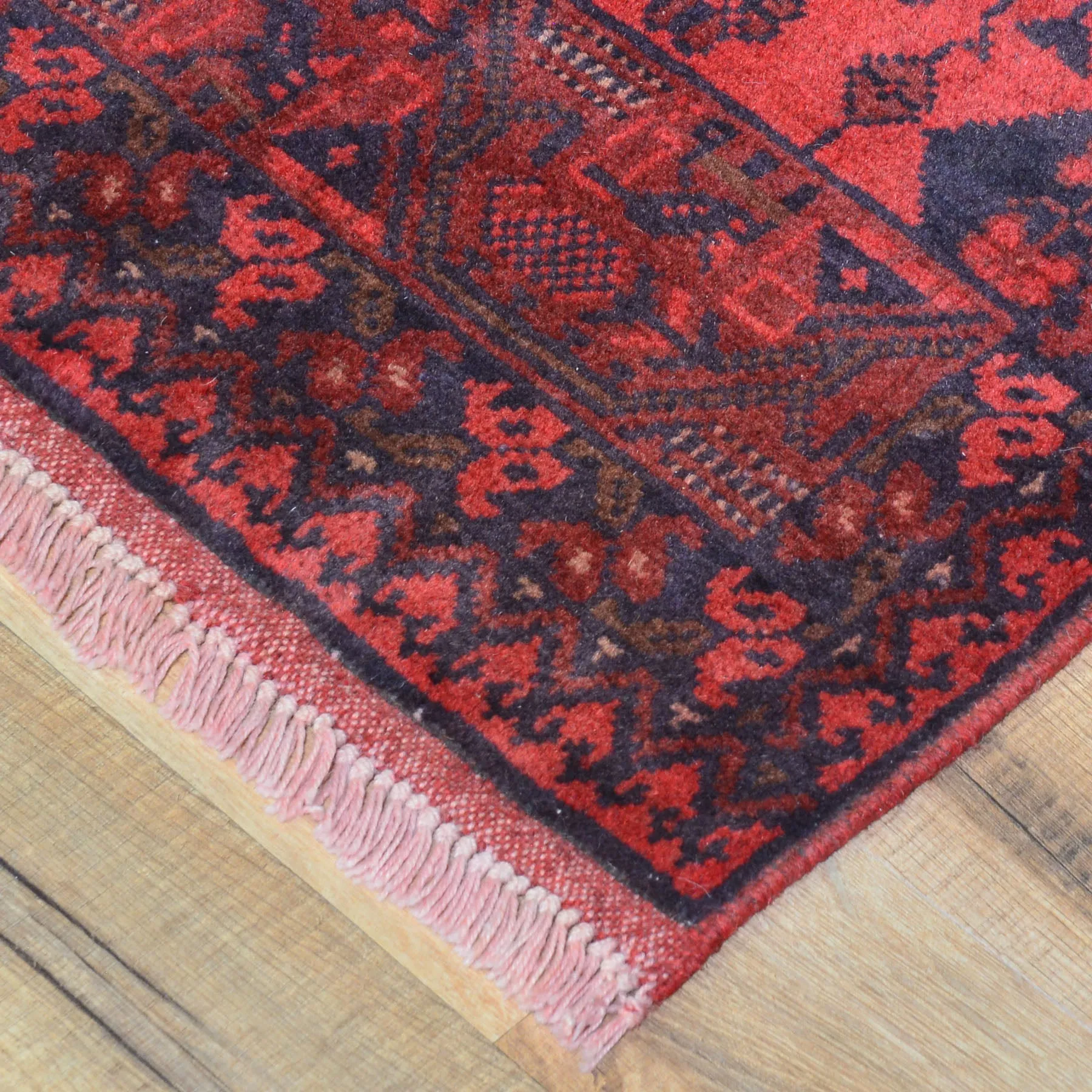 Hand-Knotted Tribal Design Handmade Red Color Wool Rug (Size 1.9 X 4.5) Cwral-7965