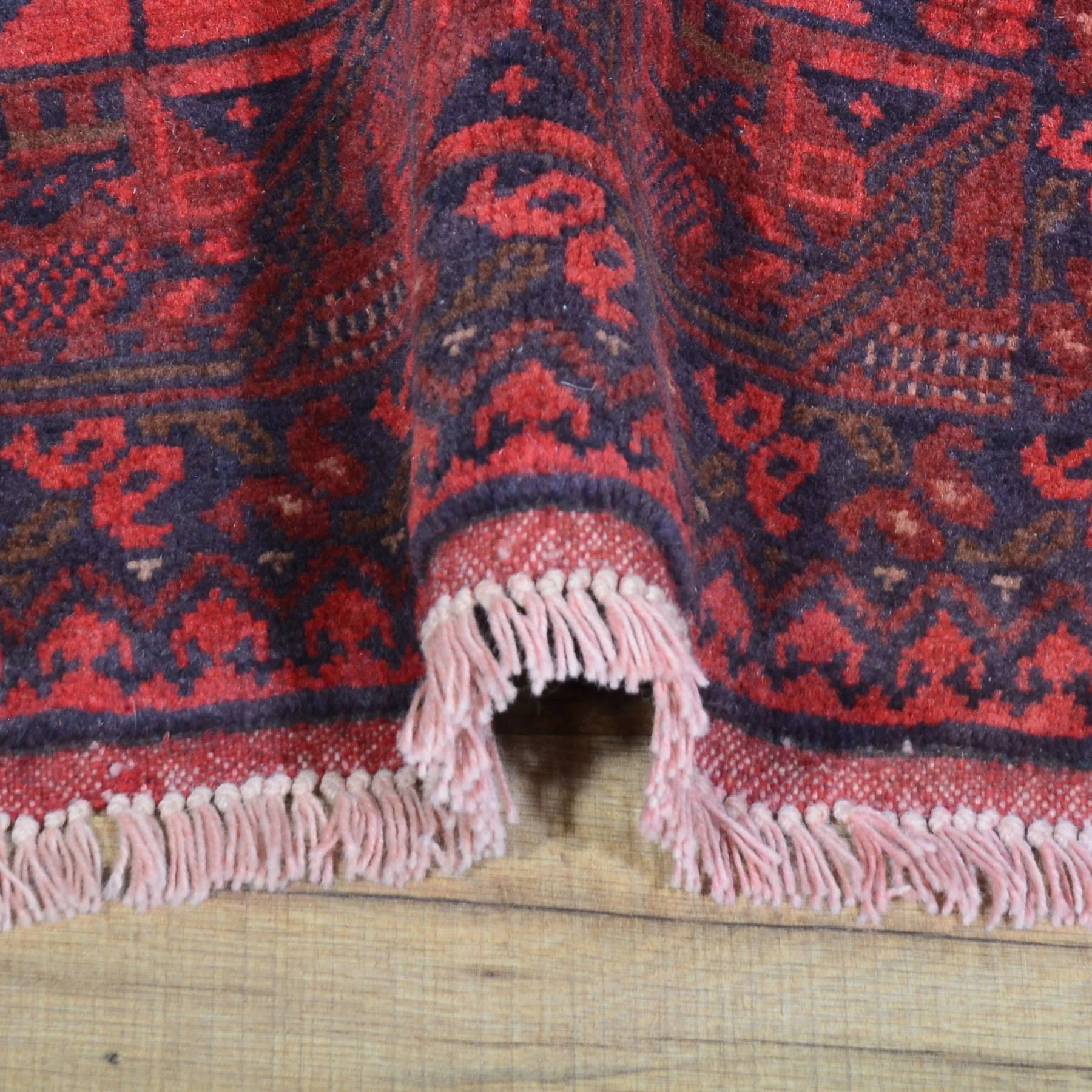 Hand-Knotted Tribal Design Handmade Red Color Wool Rug (Size 1.9 X 4.5) Cwral-7965
