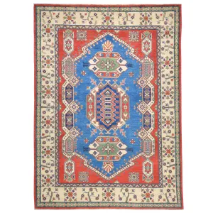 Hand-Knotted Tribal Kazak Caucasian Design Handmade Wool Rug (Size 5.7 X 7.11) Brrsf-723