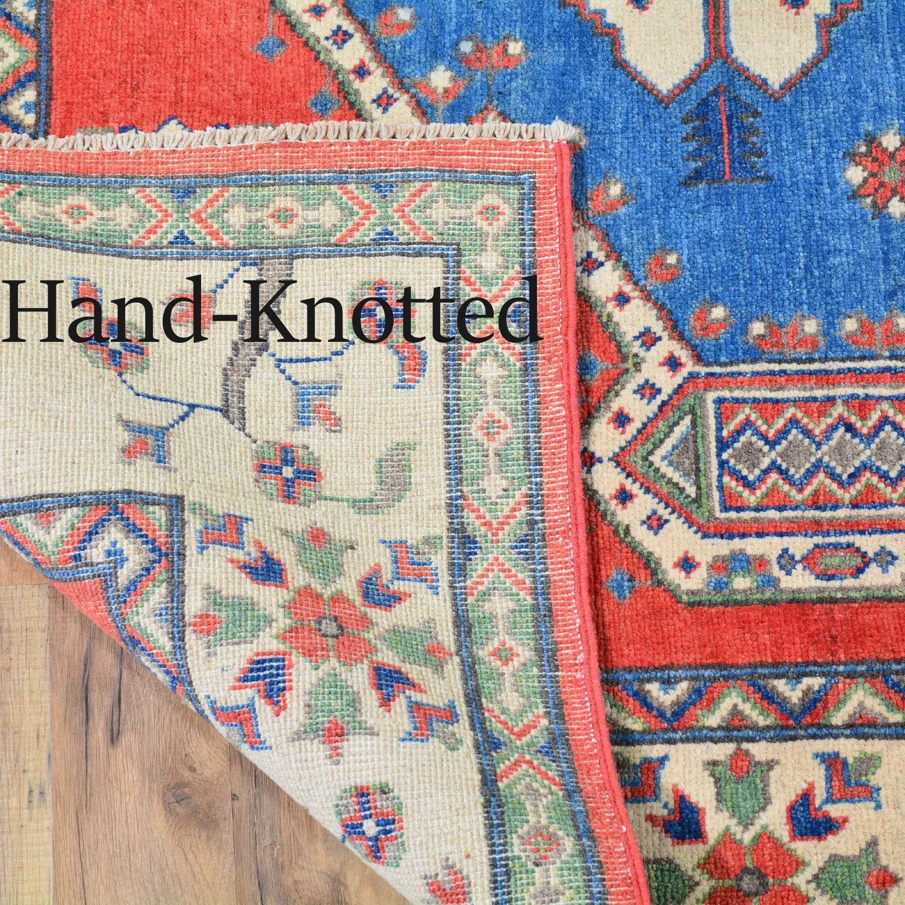 Hand-Knotted Tribal Kazak Caucasian Design Handmade Wool Rug (Size 5.7 X 7.11) Brrsf-723