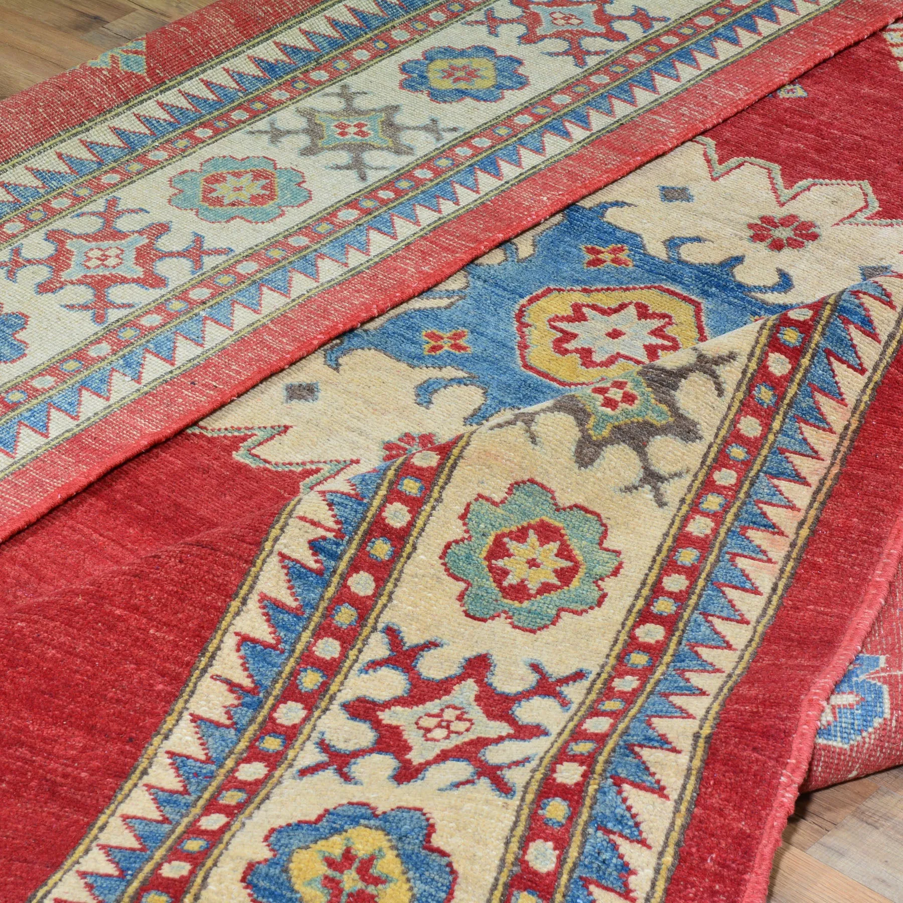 Hand-Knotted Tribal Kazak Design Handmade Wool Rug (Size 9.0 X 13.4) Cwral-1260