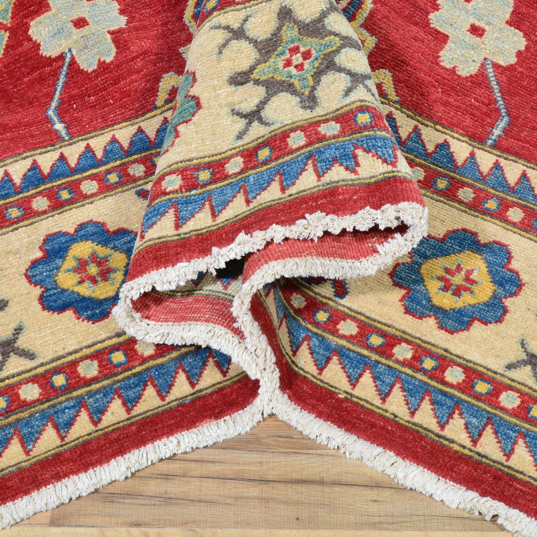Hand-Knotted Tribal Kazak Design Handmade Wool Rug (Size 9.0 X 13.4) Cwral-1260